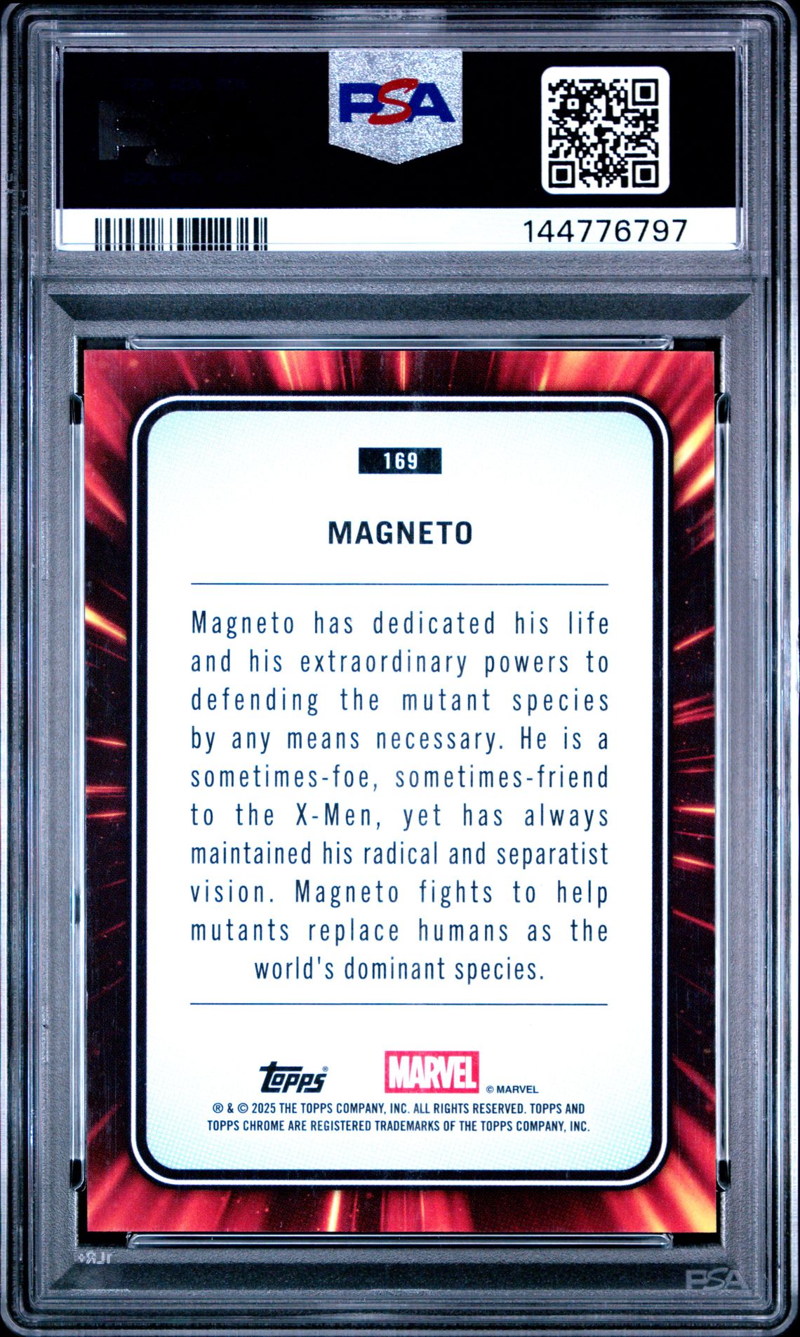 2025 Topps Chrome Marvel Magneto #169 (Blue Refractor) Mint 9 back