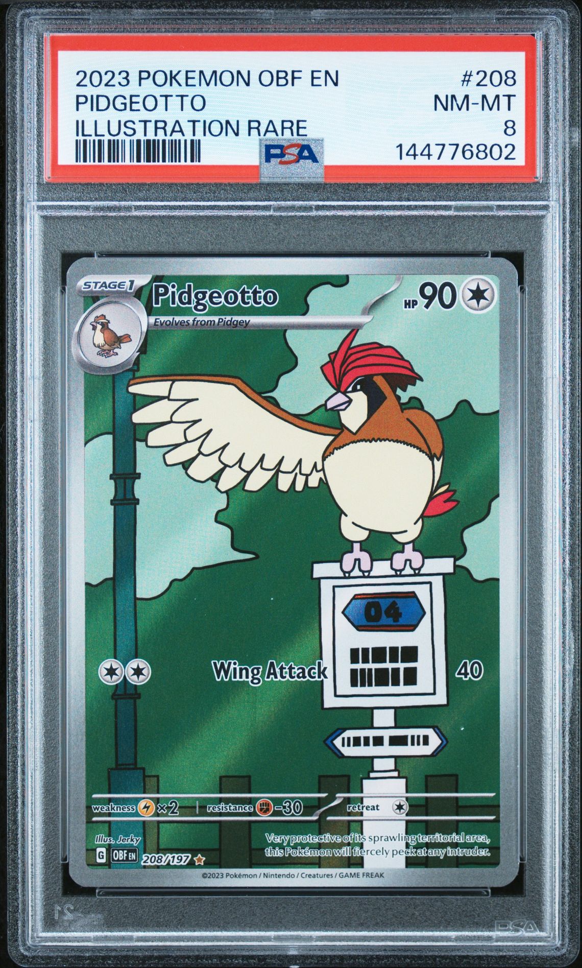 2023 Pokemon Obf En-Obsidian Flames Pidgeotto #208 (Illustration Rare) Nm-Mt 8 front