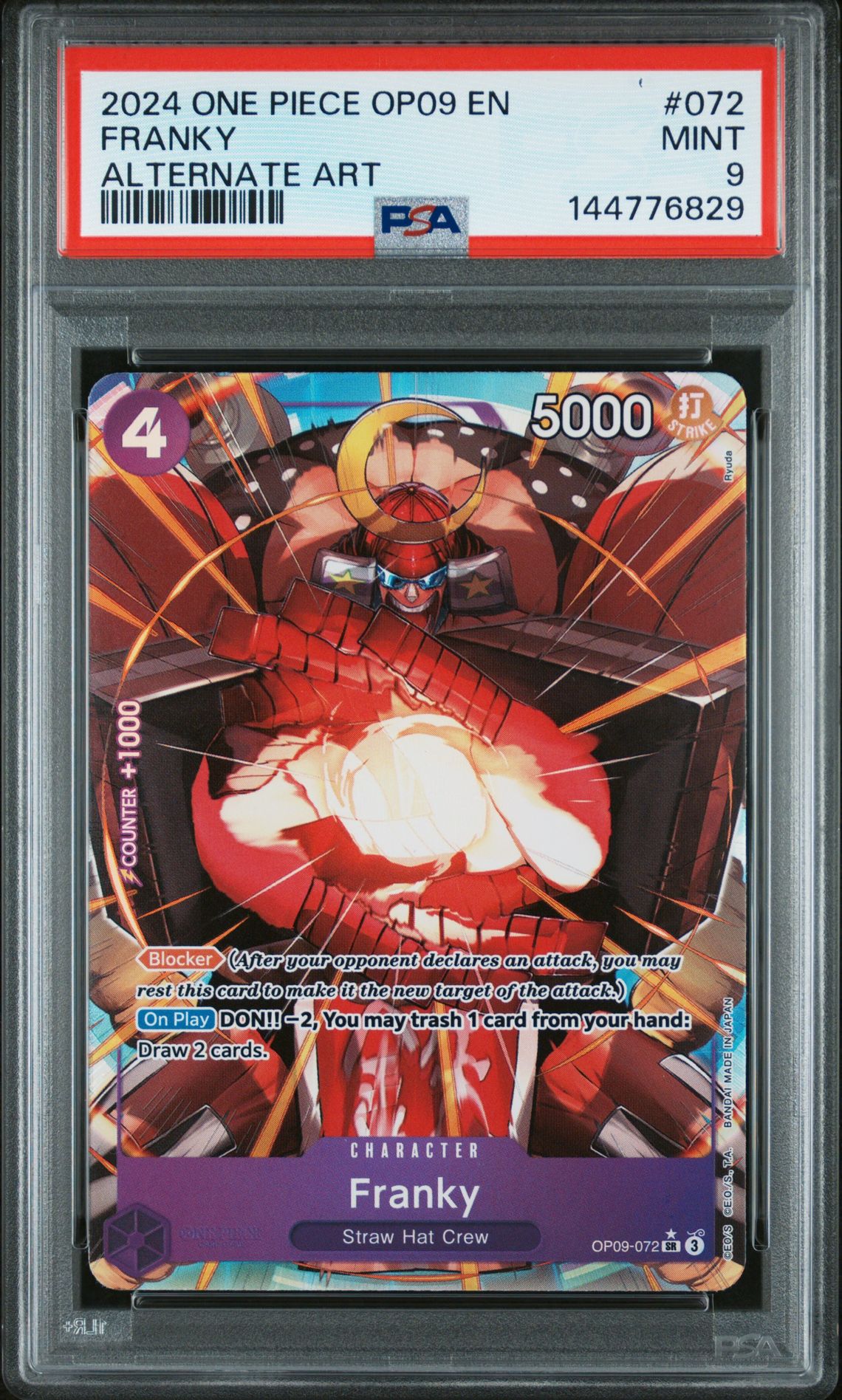 2024 One Piece Op09-Emperors In The New World Franky #072 (Alternate Art) Mint 9 front