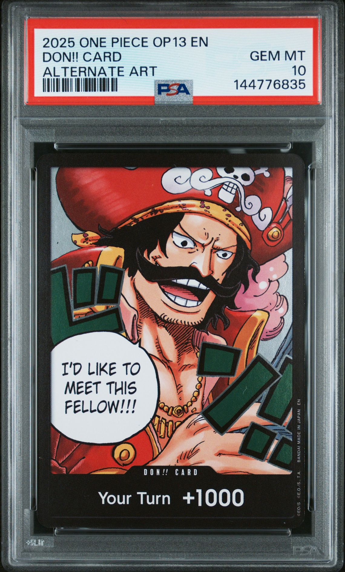 2025 One Piece Op13-Carrying On His Will Don!! Card (Alternate Art) Gem Mt 10 front
