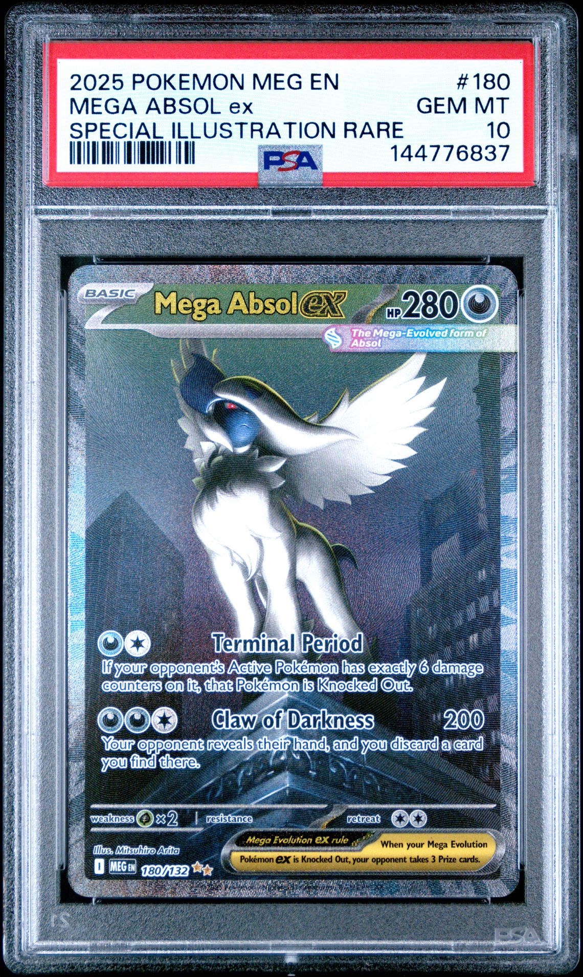 2025 Pokemon Meg En-Mega Evolution Mega Absol Ex #180 (Special Illustration Rare) Gem Mt 10 front