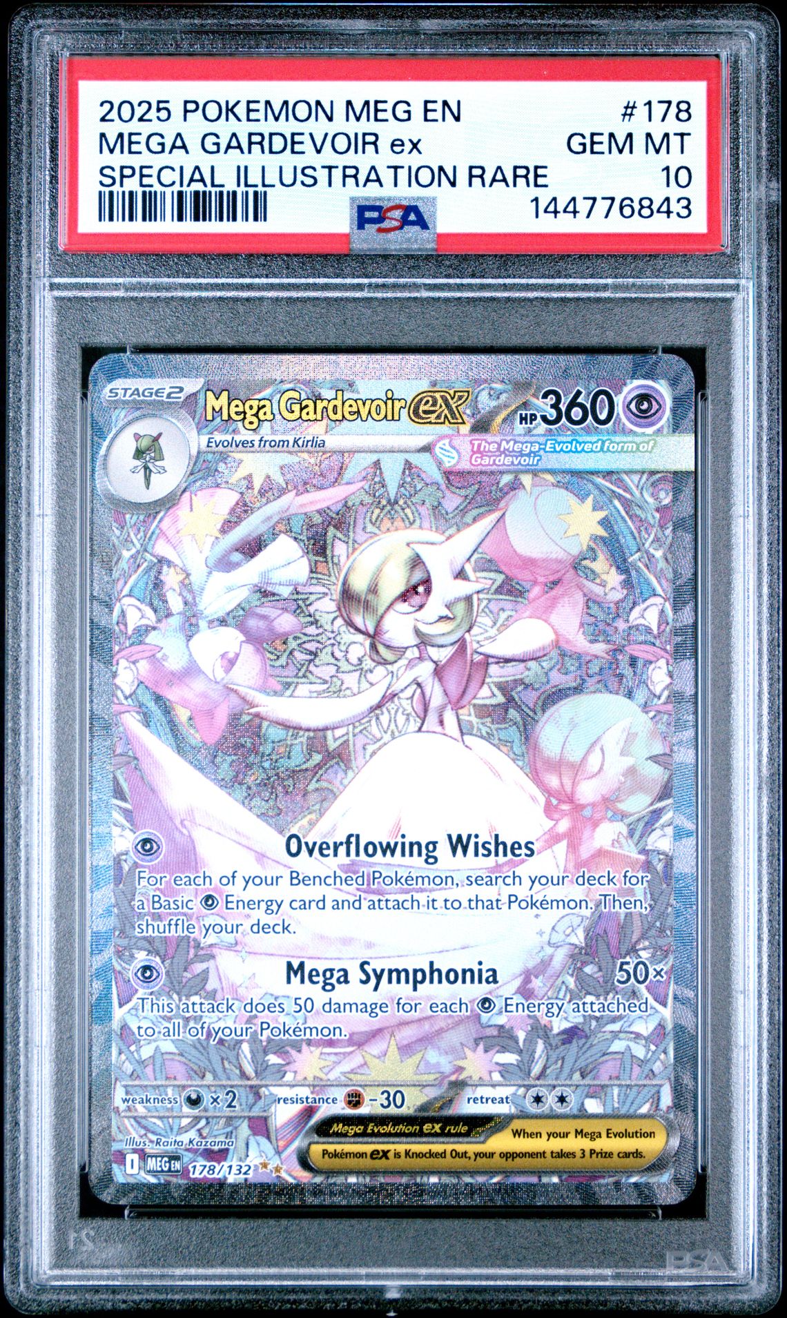2025 Pokemon Meg En-Mega Evolution Mega Gardevoir Ex #178 (Special Illustration Rare) Gem Mt 10 front view - PSA graded GEM MT 10