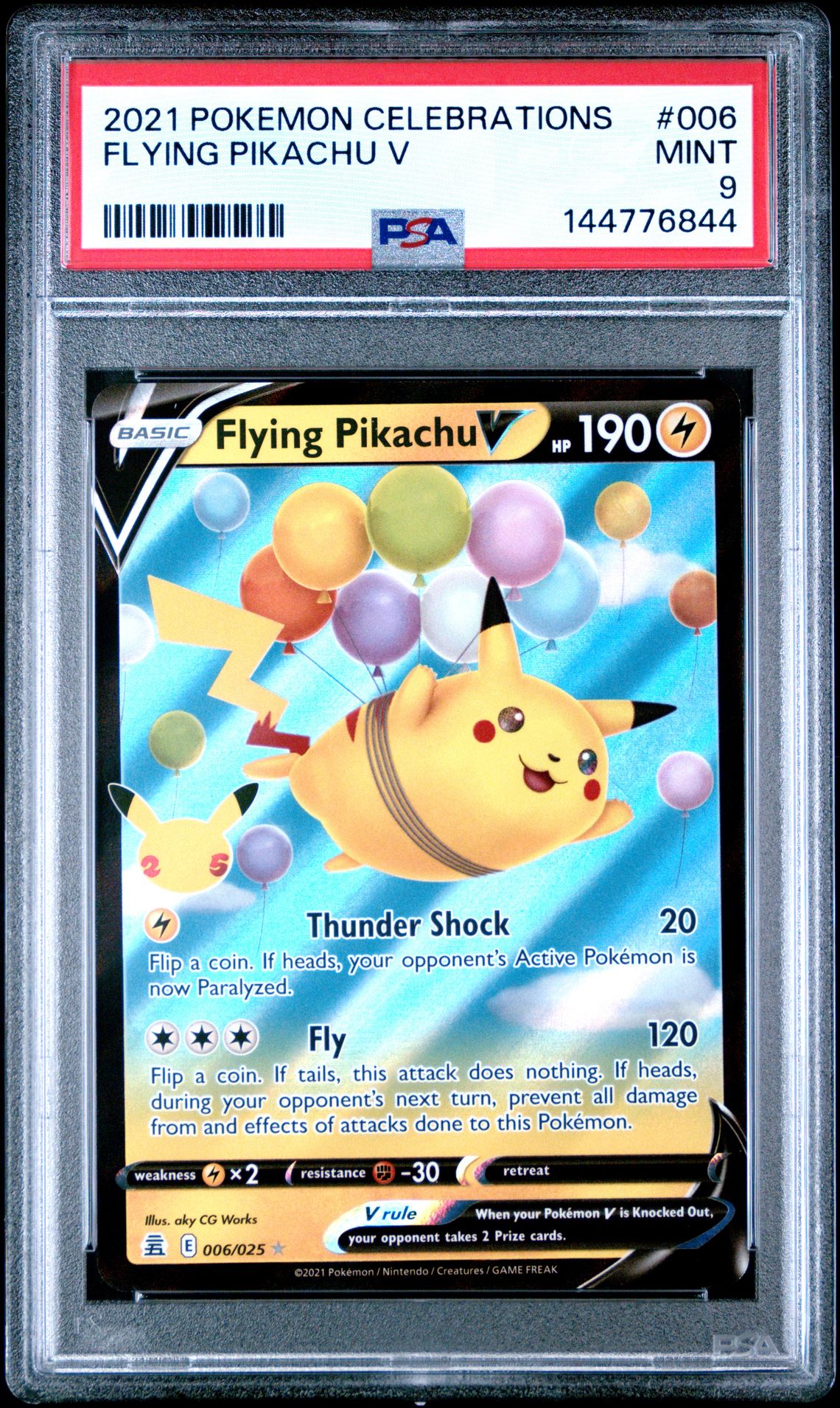 2021 Pokemon Celebrations Flying Pikachu V #006 Mint 9 front