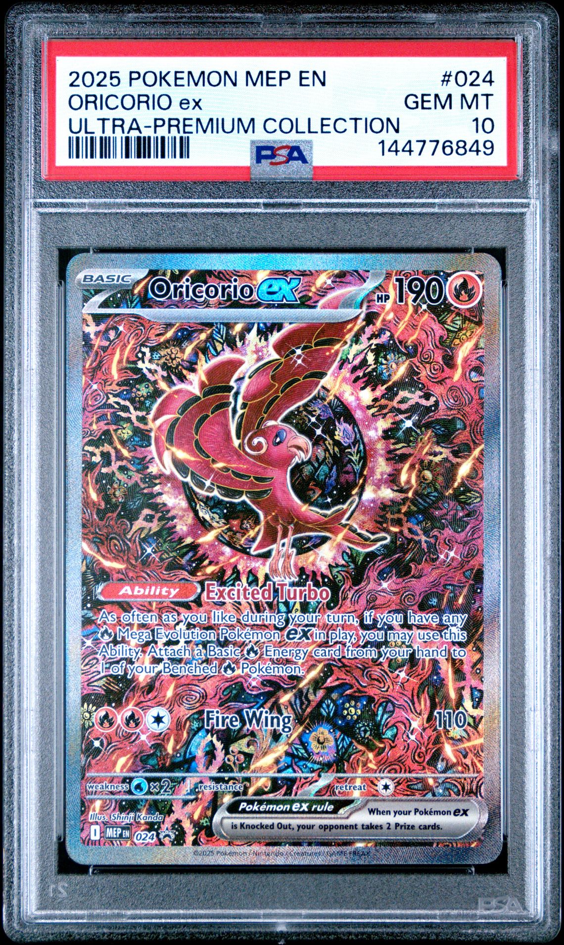 2025 Pokemon Mep En-Me Black Star Promo Oricorio Ex #024 (Ultra-Premium Collection) Gem Mt 10 front view - PSA graded GEM MT 10