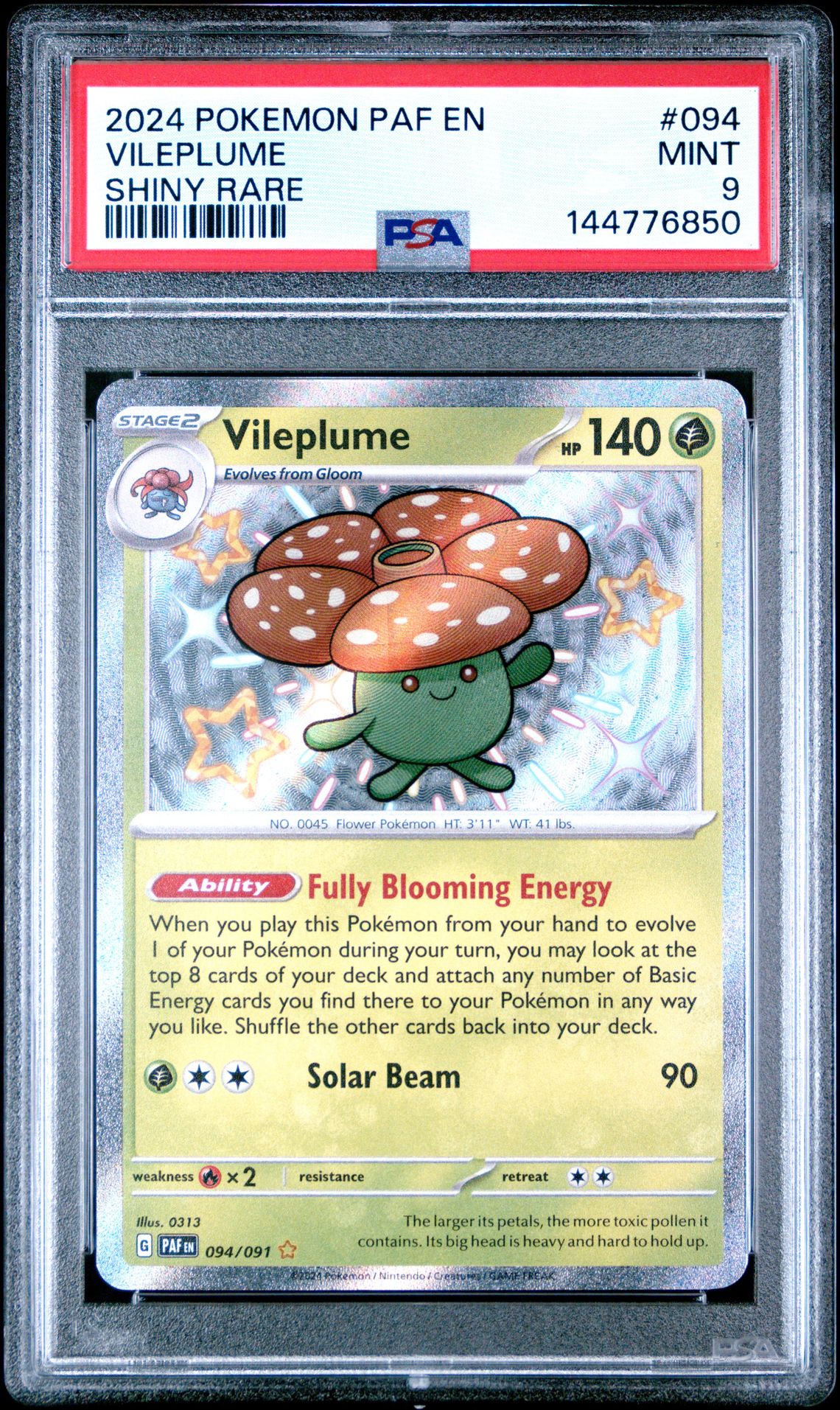 2024 Pokemon Paf En-Paldean Fates Vileplume #094 (Shiny Rare) Mint 9 front