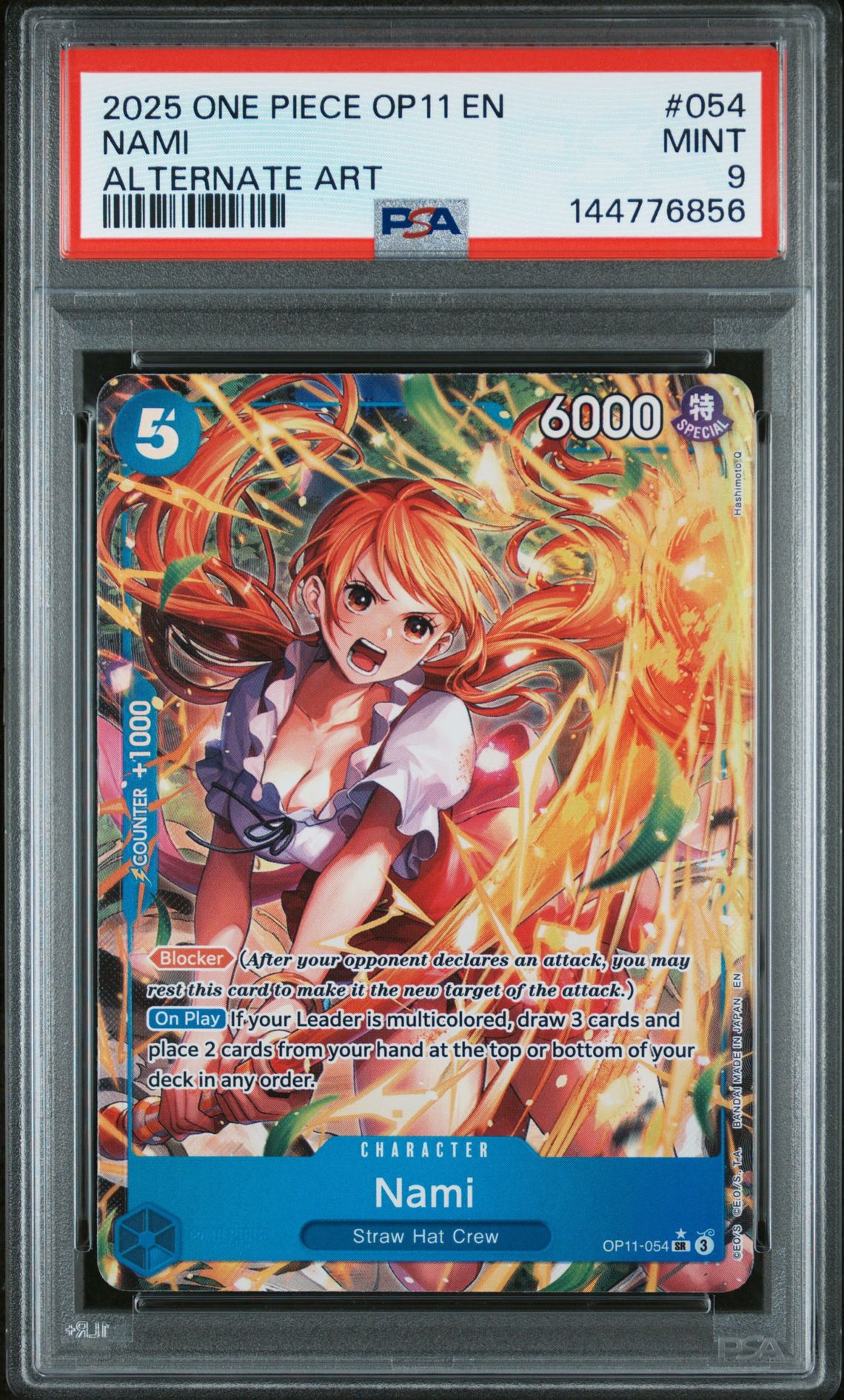 2025 One Piece Op11-A Fist Of Divine Speed Nami #054 (Alternate Art) Mint 9 front