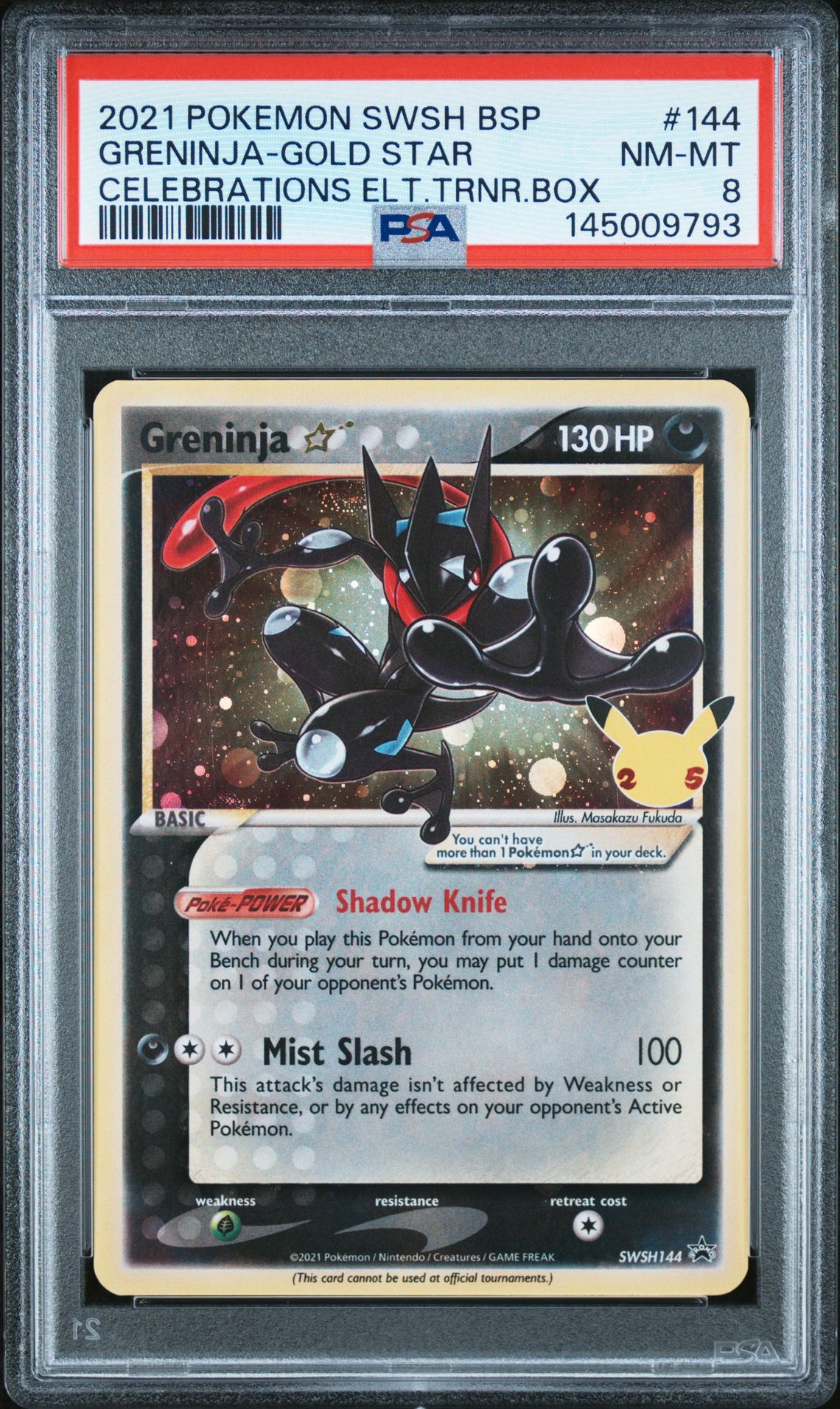 2021 Pokemon POKEMON SWSH BLACK STAR PROMO CELEBRATIONS ELT.TRNR.BOX #144 Greninja-Gold Star front