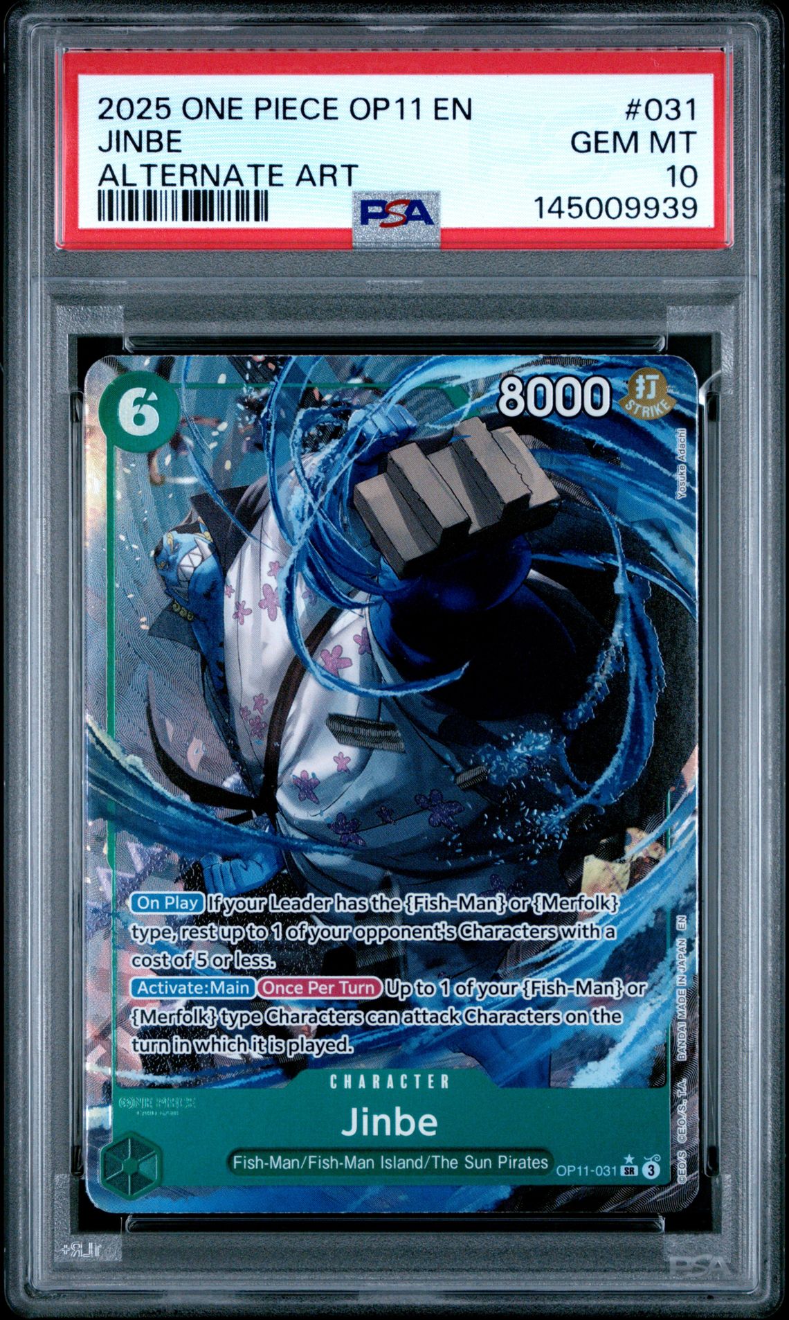2025 One Piece ONE PIECE OP11-A FIST OF DIVINE SPEED ALTERNATE ART #031 Jinbe front