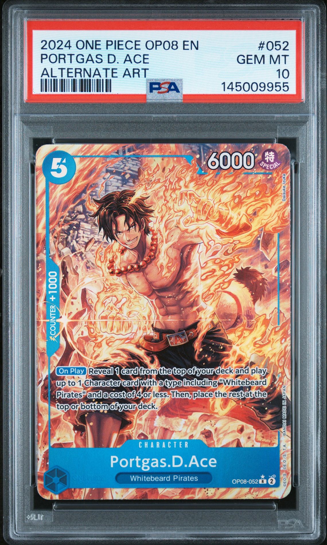 2024 One Piece ONE PIECE OP08-TWO LEGENDS ALTERNATE ART #052 Portgas D. Ace front