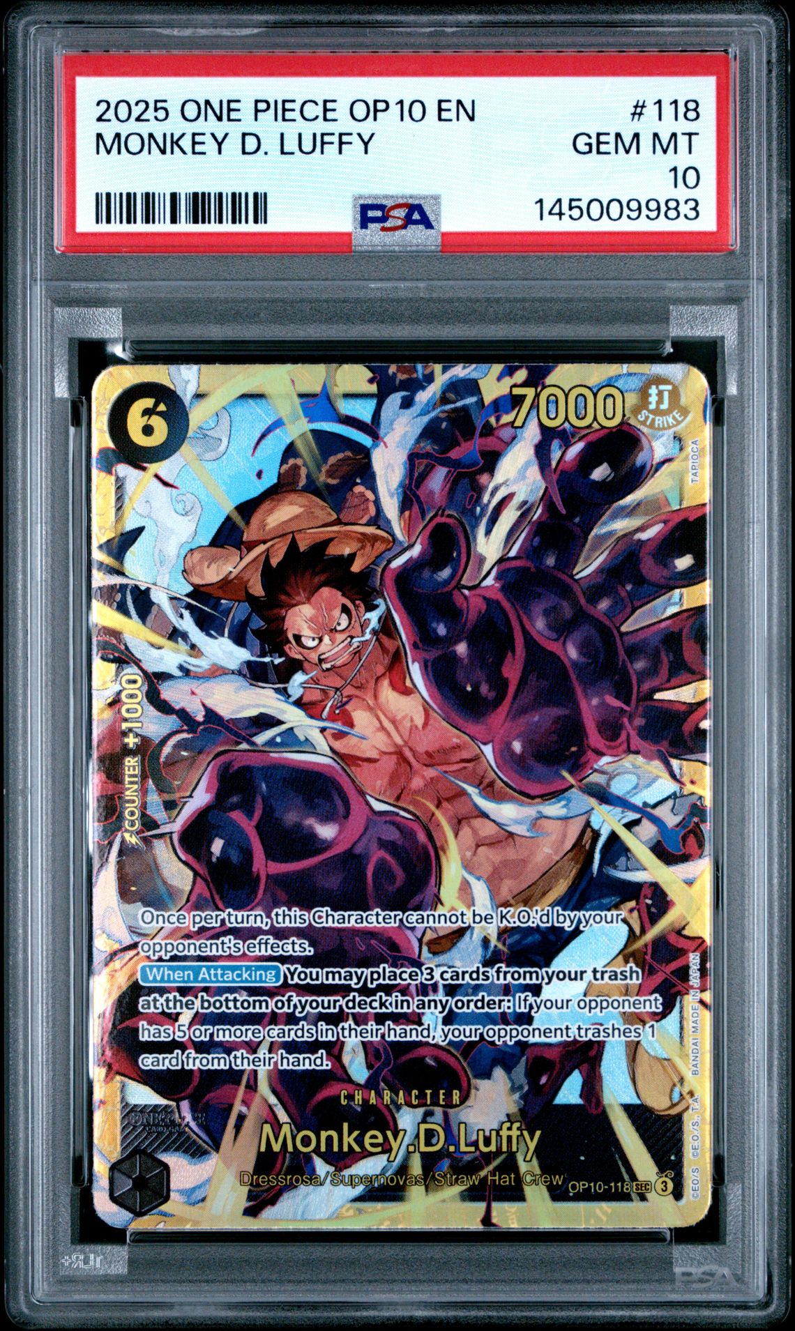 2025 One Piece ONE PIECE OP10-ROYAL BLOOD #118 Monkey D. Luffy front