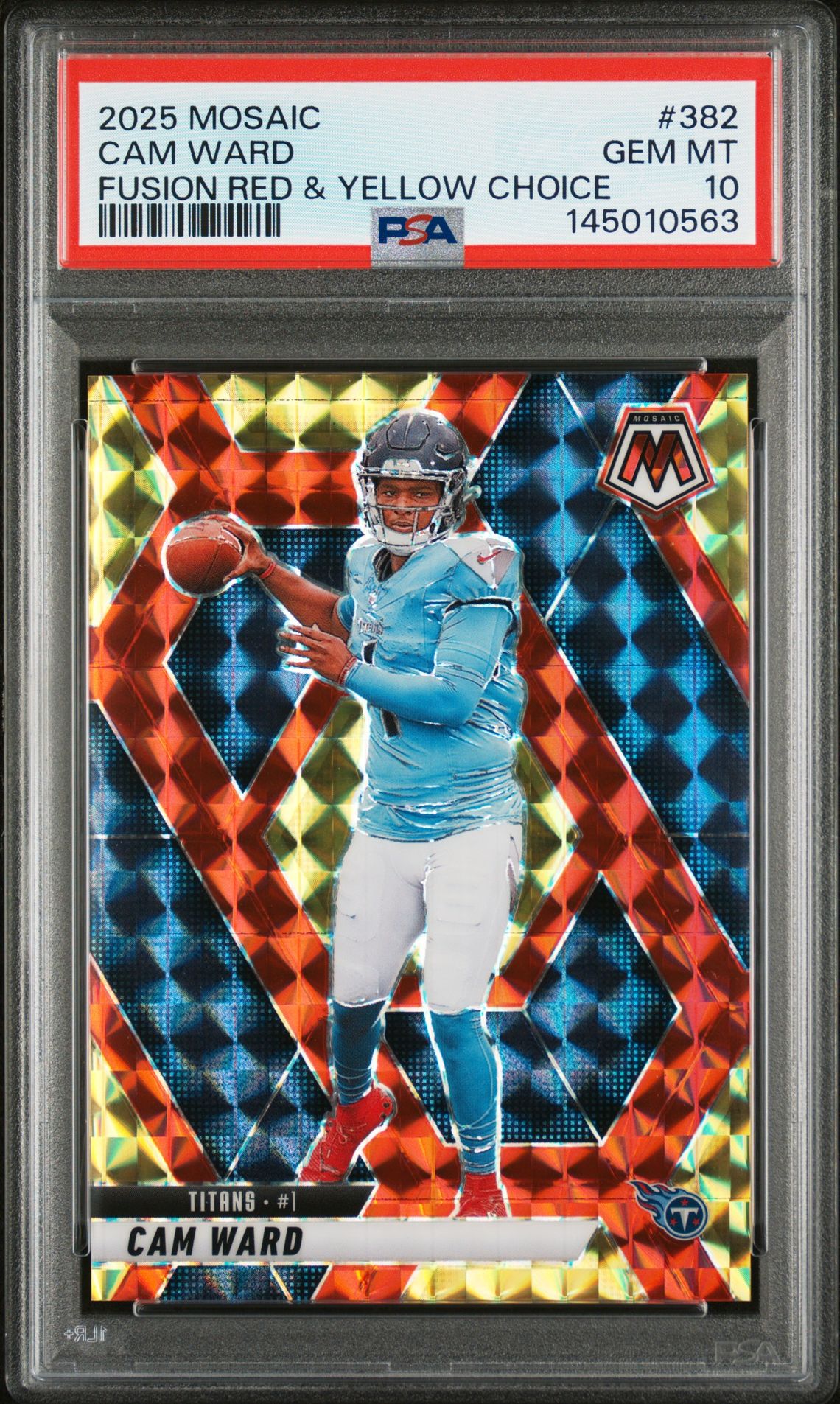 2025 Panini Mosaic Cam Ward #382 (Fusion Red & Yellow Choice) Gem Mt 10 front
