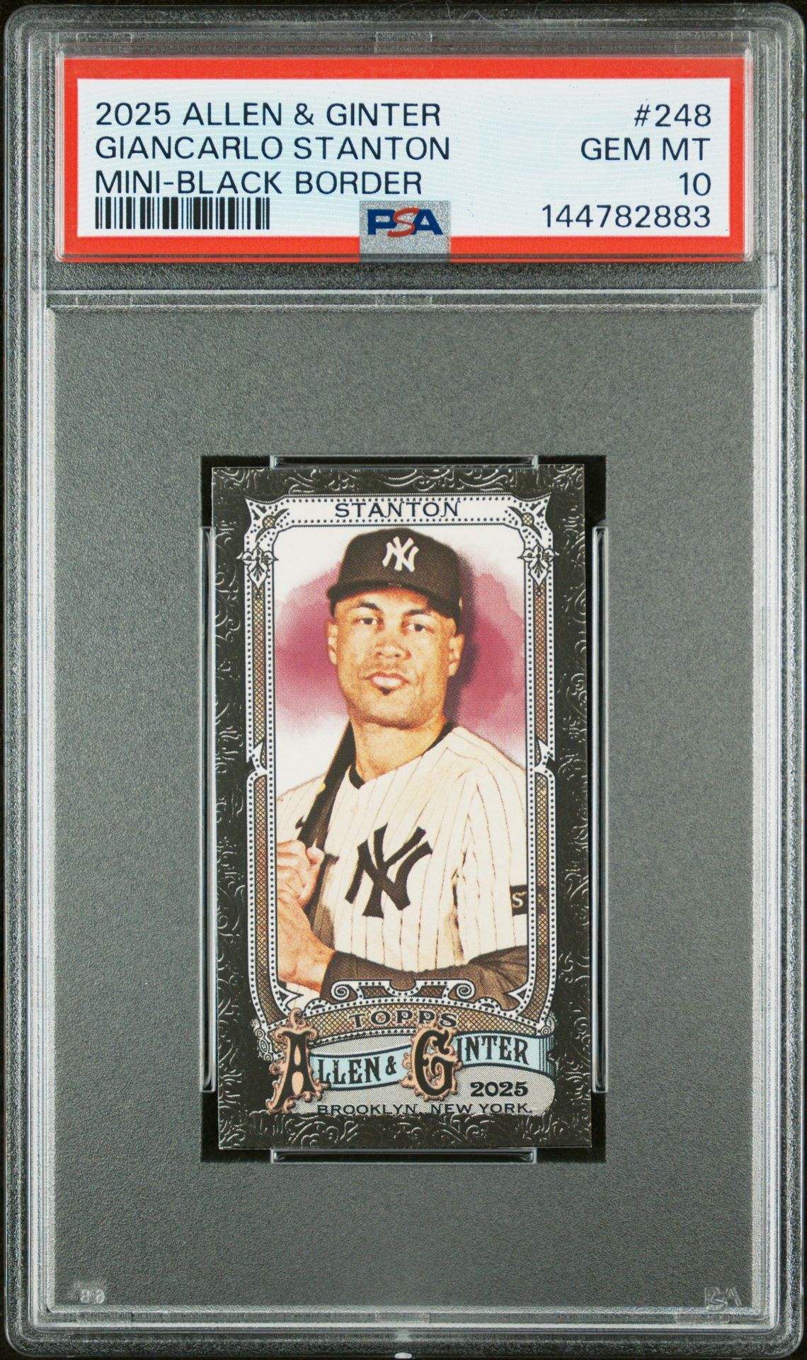 2025 Topps Allen & Ginter Giancarlo Stanton #248 (Mini-Black Border) Gem Mt 10 front