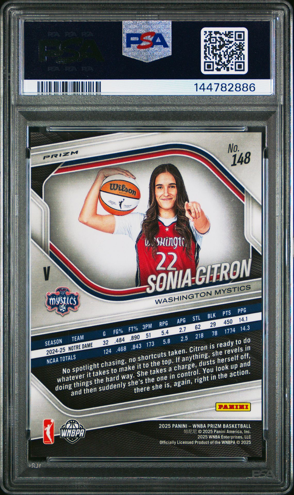 2025 Panini Prizm Wnba Sonia Citron #148 (Pandora) Gem Mt 10 back