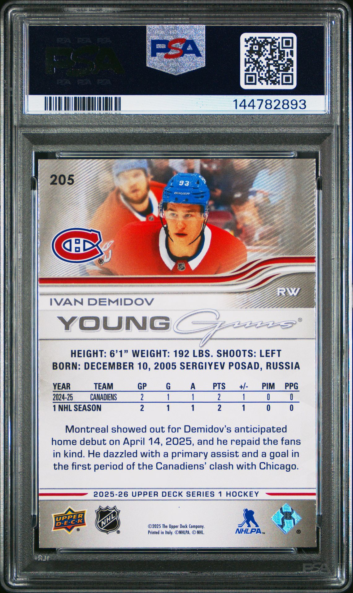 2025 Upper Deck Ivan Demidov #205 Nm-Mt 8 back