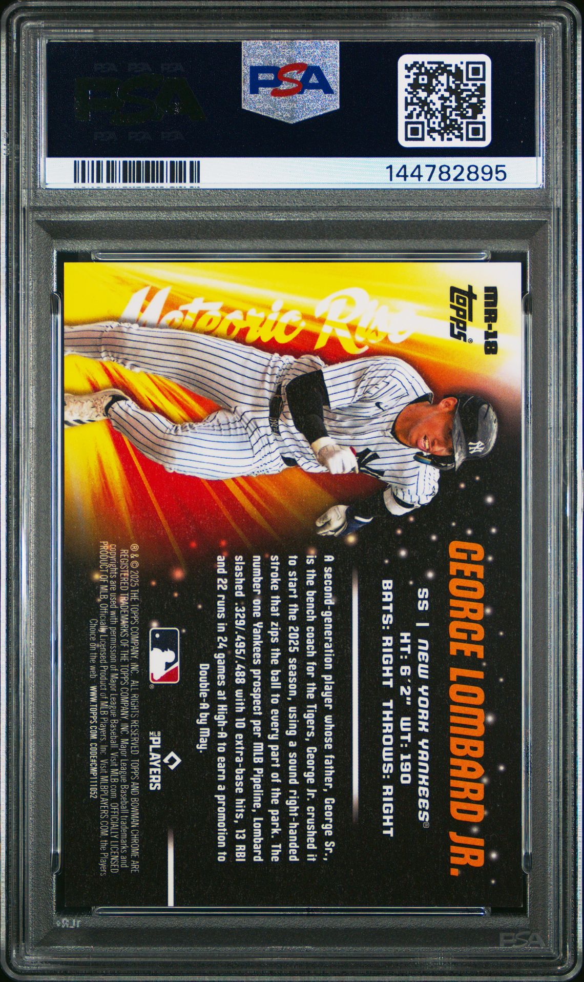 2025 Bowman Chrome Mega Box Meteoric Rise George Lombard Jr. #18 (Meteoric Rise-Green Ref) Mint 9 back