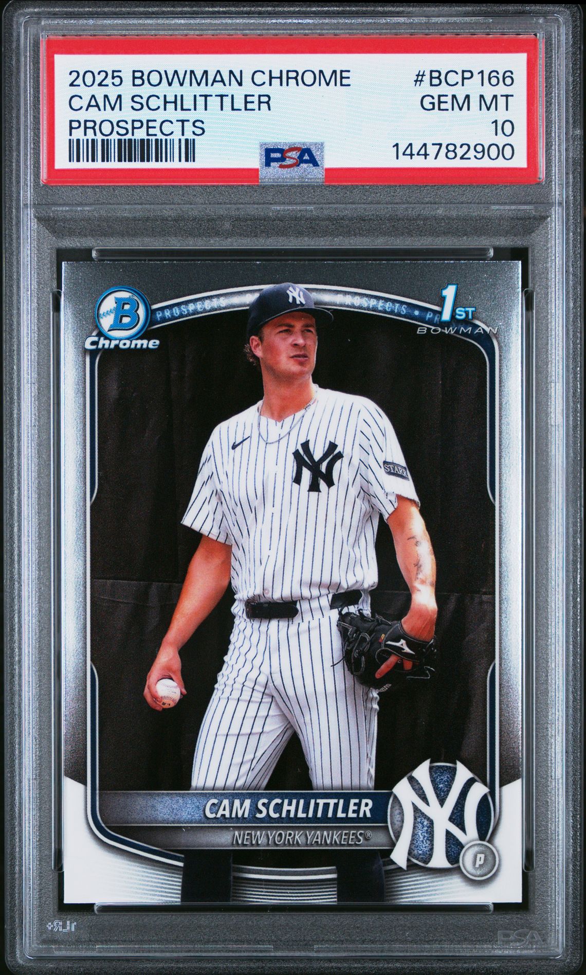 2025 Bowman Chrome Prospects Cam Schlittler #Bcp166 (Prospects) Gem Mt 10 front