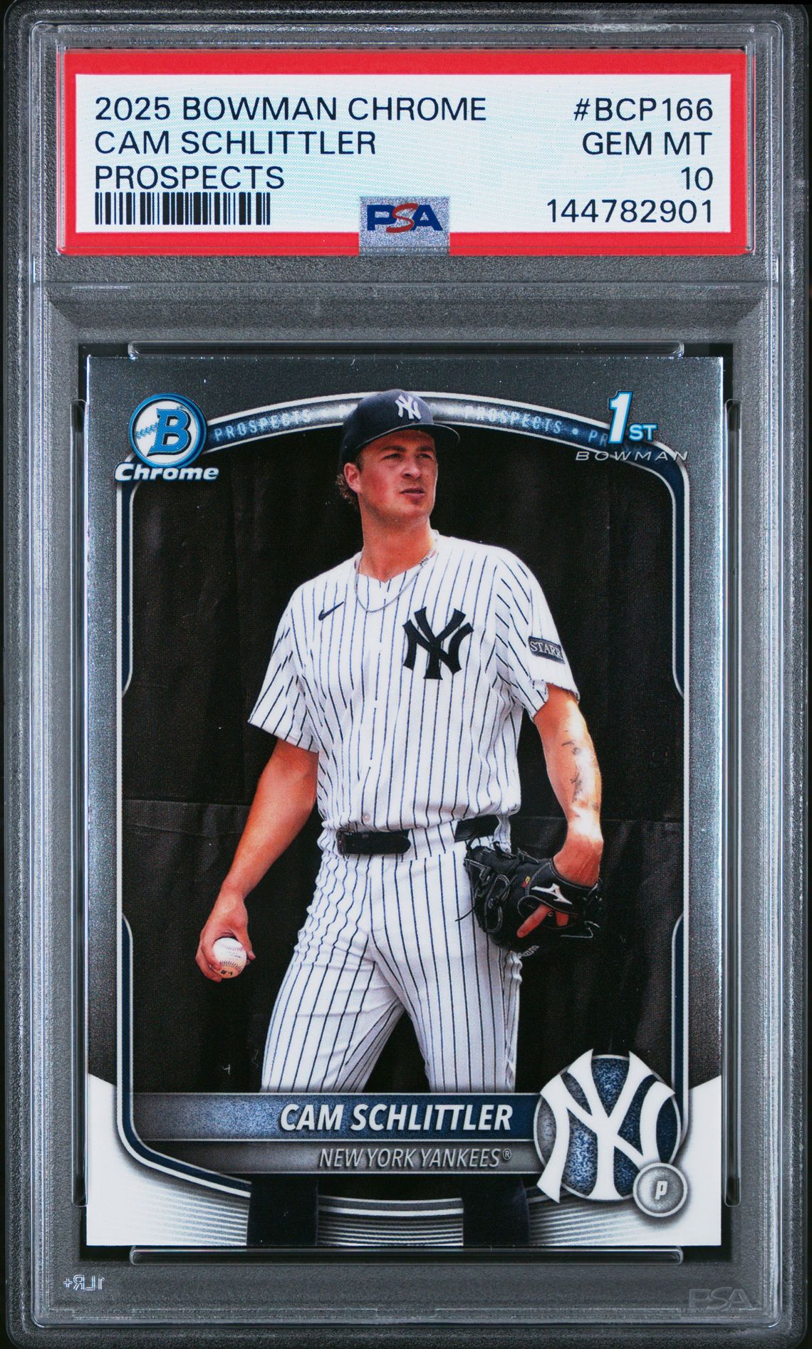 2025 Bowman Chrome Prospects Cam Schlittler #Bcp166 (Prospects) Gem Mt 10 front