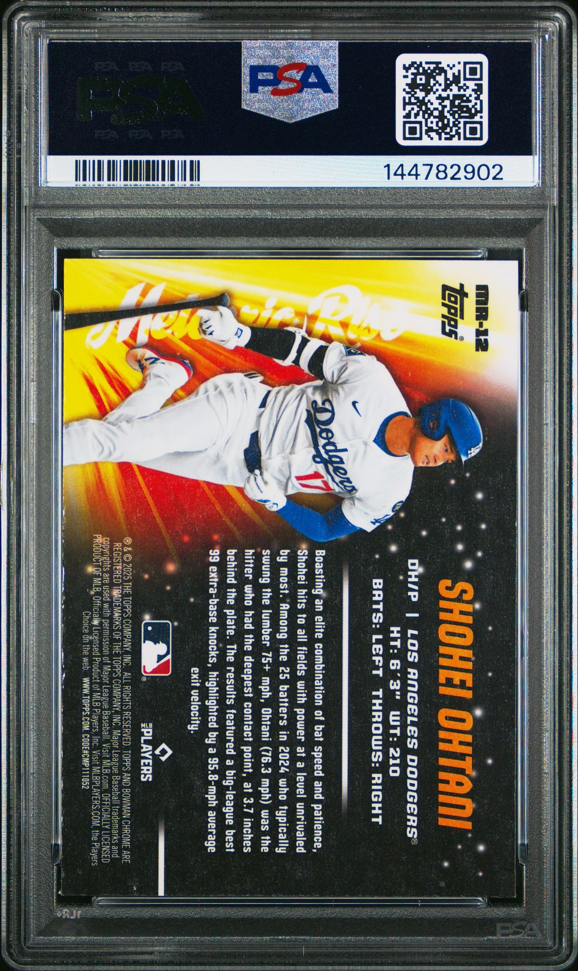 2025 Bowman Chrome Mega Box Meteoric Rise Shohei Ohtani #12 Gem Mt 10 back