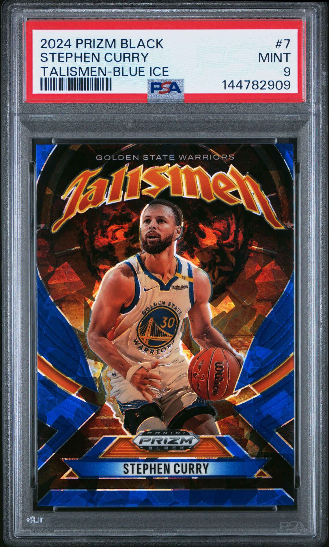2024 Panini Prizm Black Talismen Stephen Curry #7 (Talismen-Blue Ice) Mint 9 front