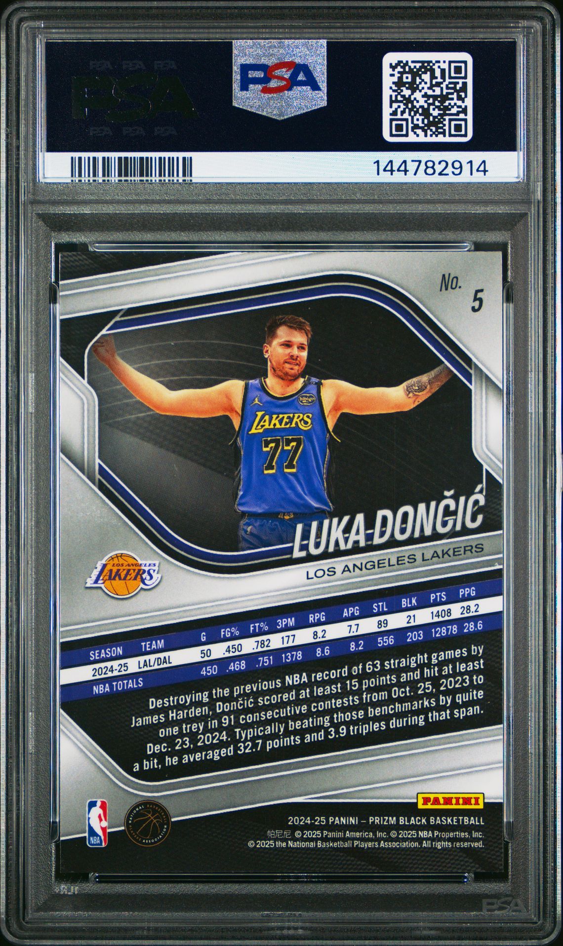 2024 Panini Prizm Black Luka Doncic #5 Mint 9 back