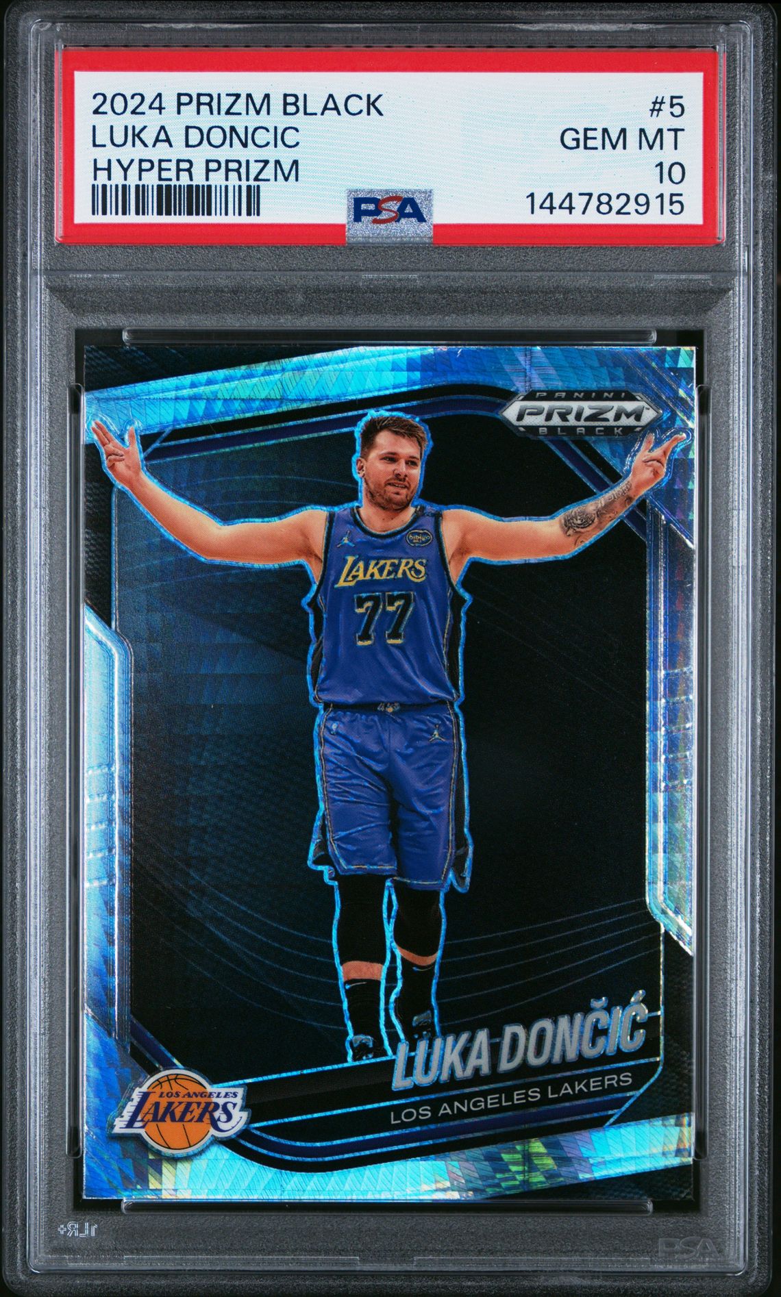 2024 Panini Prizm Black Luka Doncic #5 (Hyper Prizm) Gem Mt 10 front
