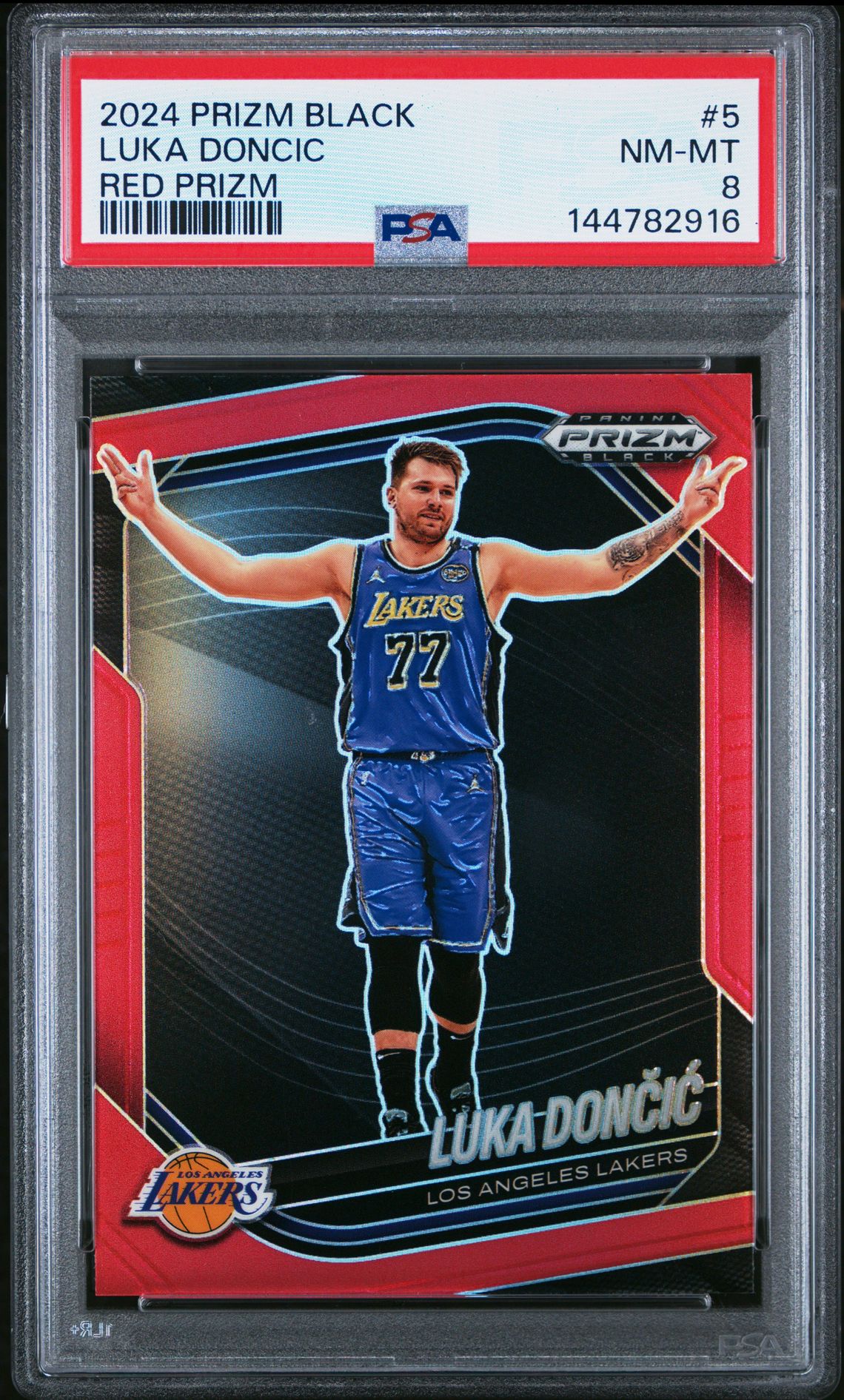 2024 Panini Prizm Black Luka Doncic #5 (Red Prizm) Nm-Mt 8 front