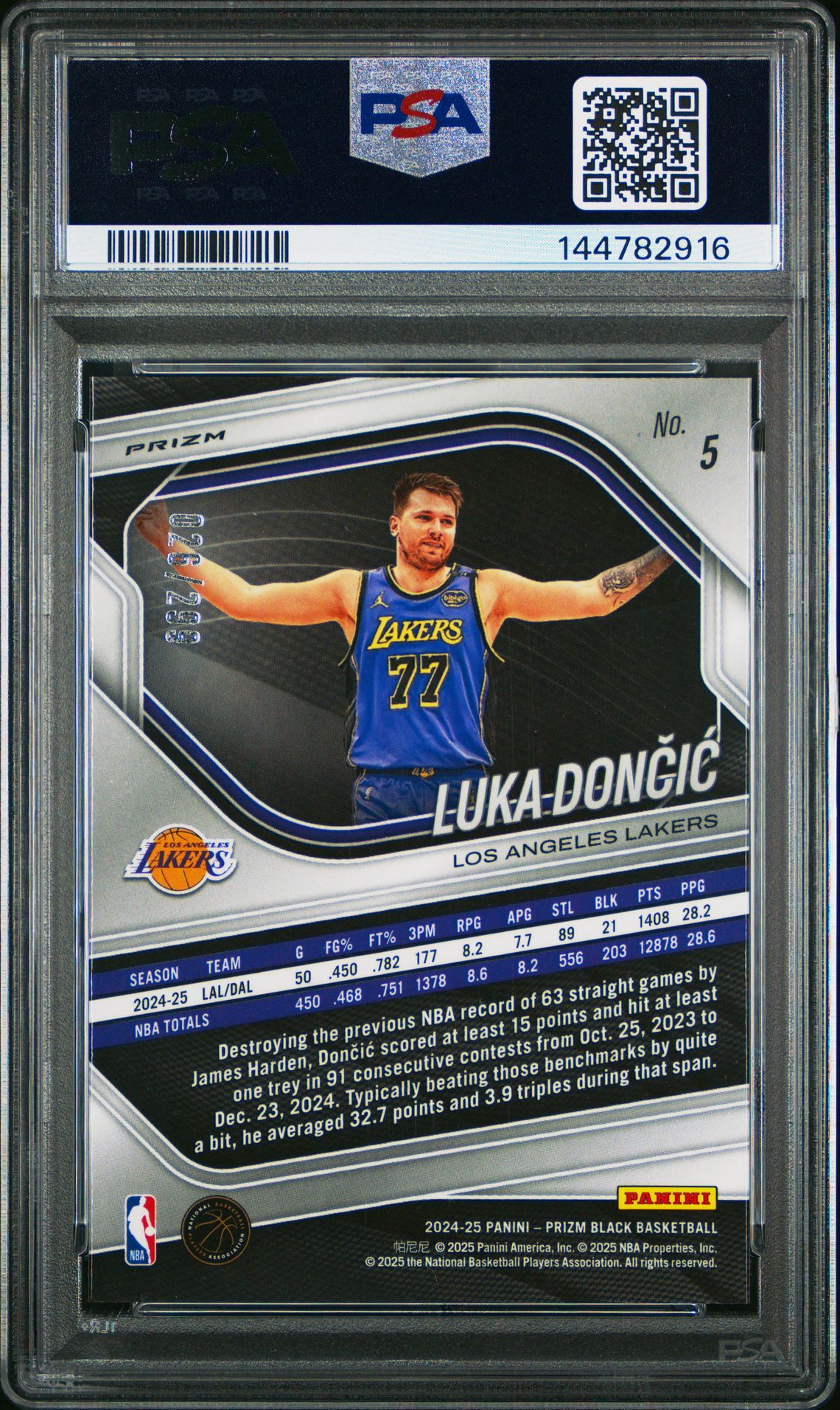 2024 Panini Prizm Black Luka Doncic #5 (Red Prizm) Nm-Mt 8 back