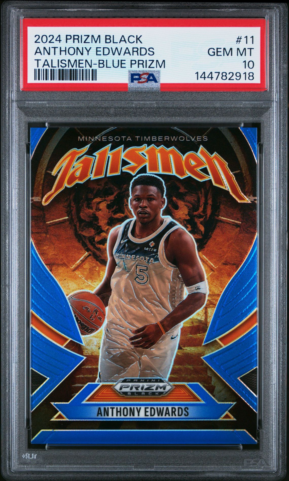 2024 Panini Prizm Black Talismen Anthony Edwards #11 (Talismen-Blue Prizm) Gem Mt 10 front