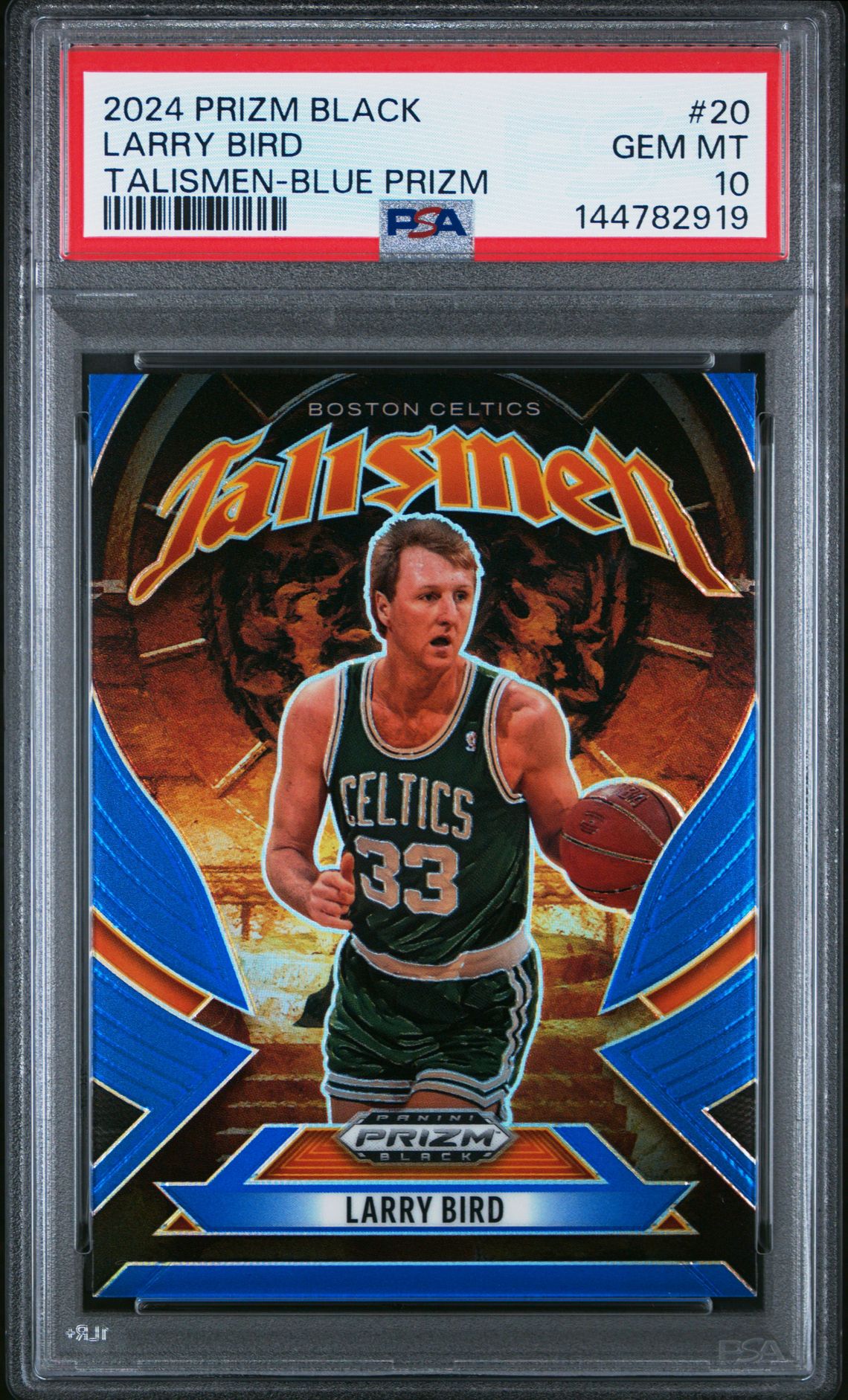 2024 Panini Prizm Black Talismen Larry Bird #20 (Talismen-Blue Prizm) Gem Mt 10 front