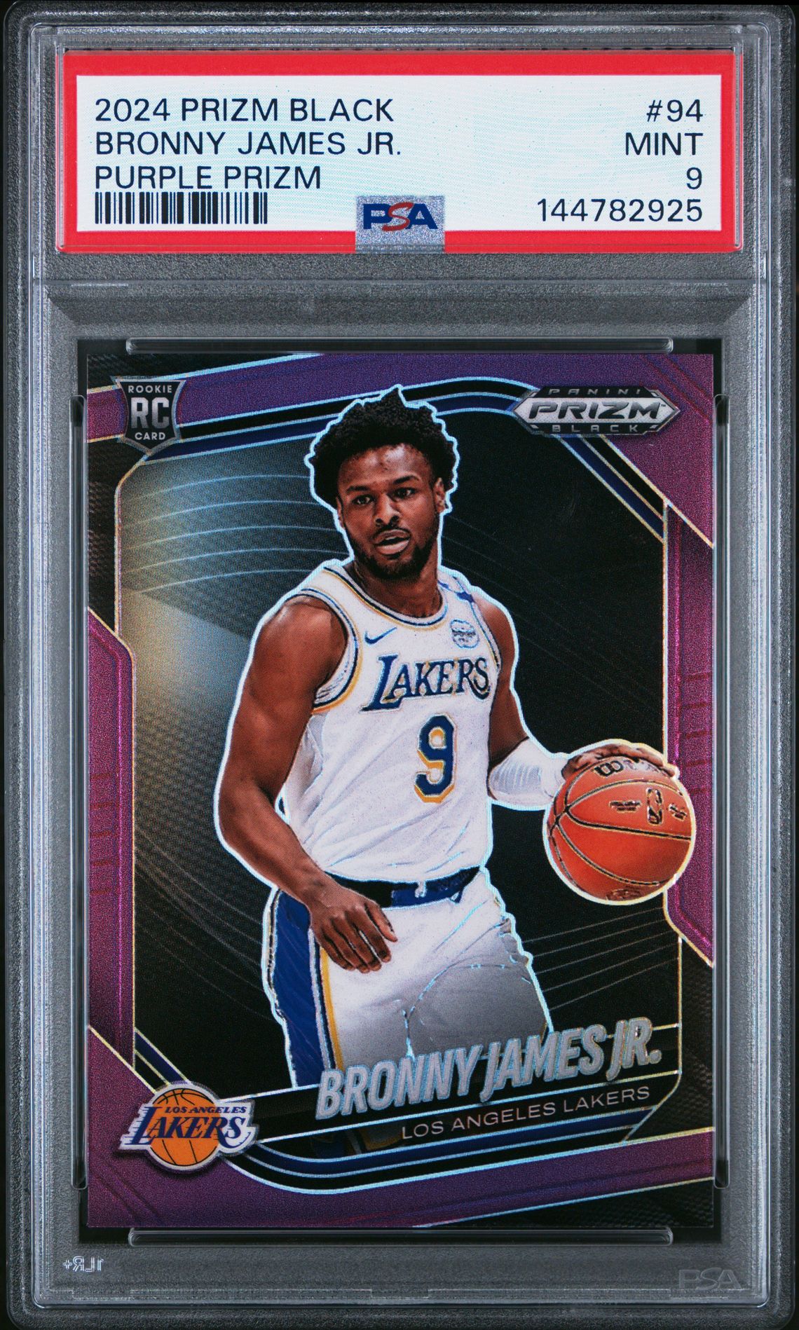 2024 Panini Prizm Black Bronny James Jr. #94 (Purple Prizm) Mint 9 front