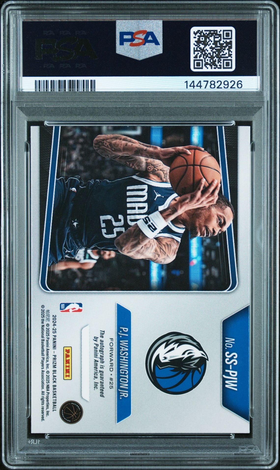 2024 Panini Prizm Black Sensational Signatures Pj Washington Jr. #Ss-Pjw Gem Mt 10 back