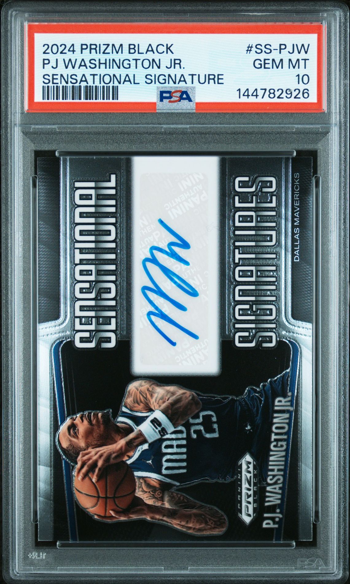 2024 Panini Prizm Black Sensational Signatures Pj Washington Jr. #Ss-Pjw Gem Mt 10 front