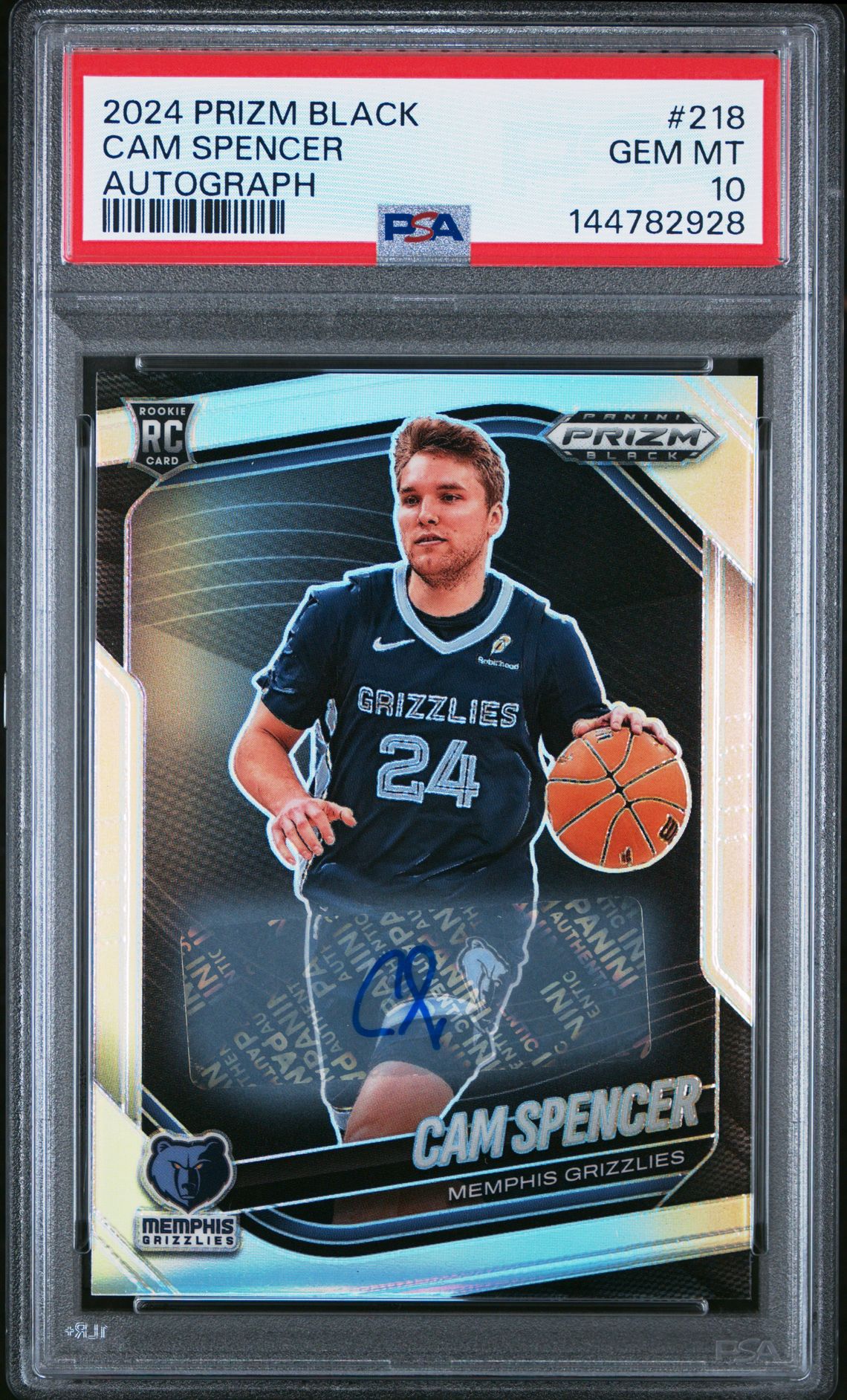 2024 Panini Prizm Black Cam Spencer #218 (Autograph) Gem Mt 10 front