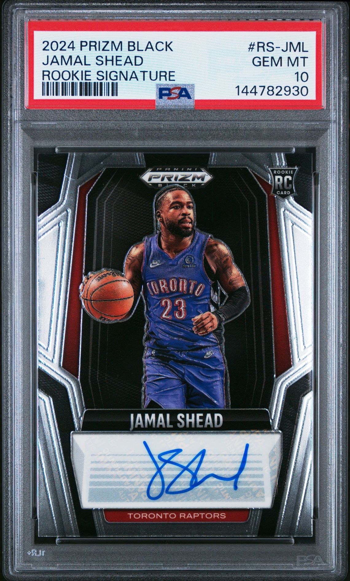 2024 Panini Prizm Black Rookie Signatures Jamal Shead #Rs-Jml Gem Mt 10 front