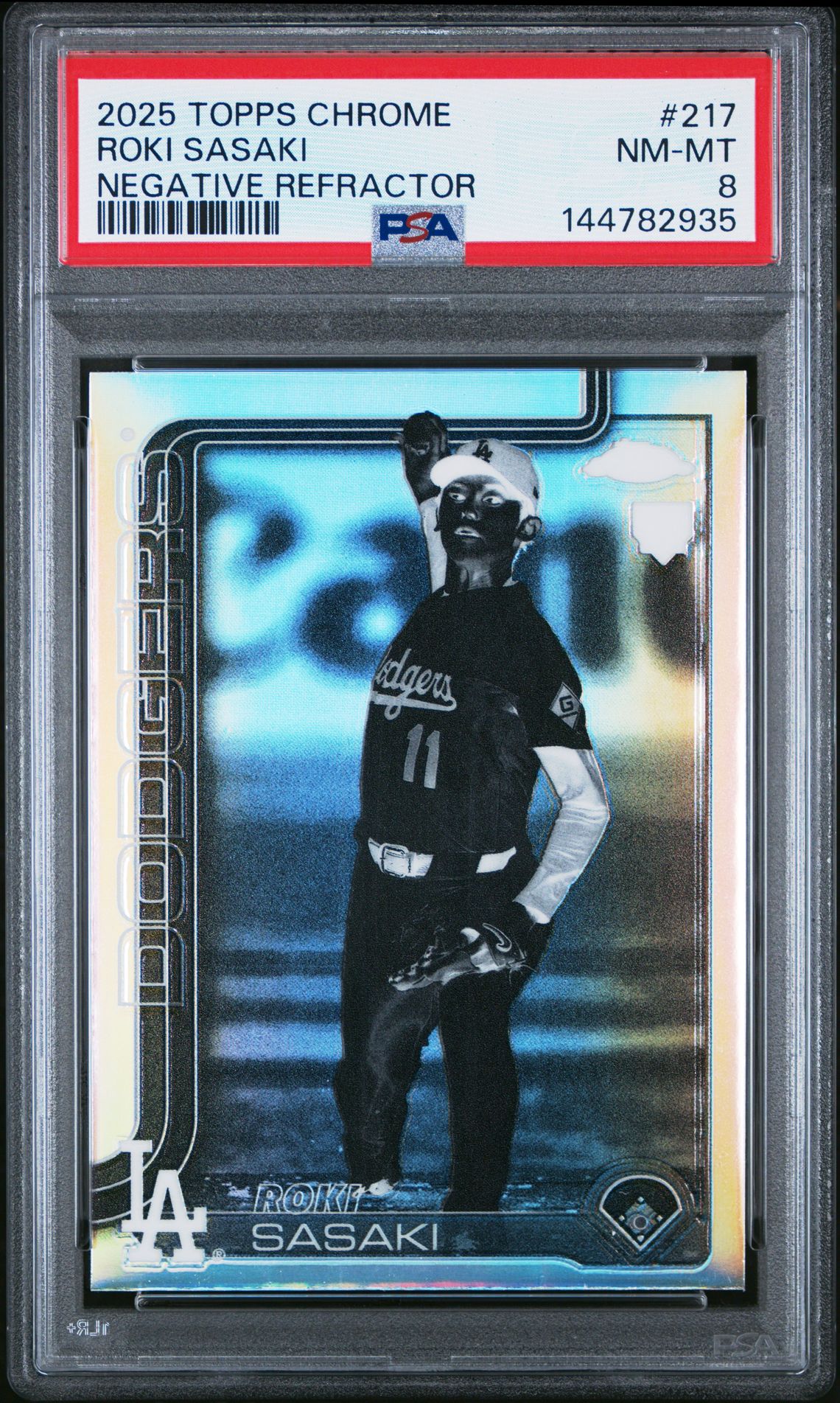 2025 Topps Chrome Roki Sasaki #217 (Negative Refractor) Nm-Mt 8 front