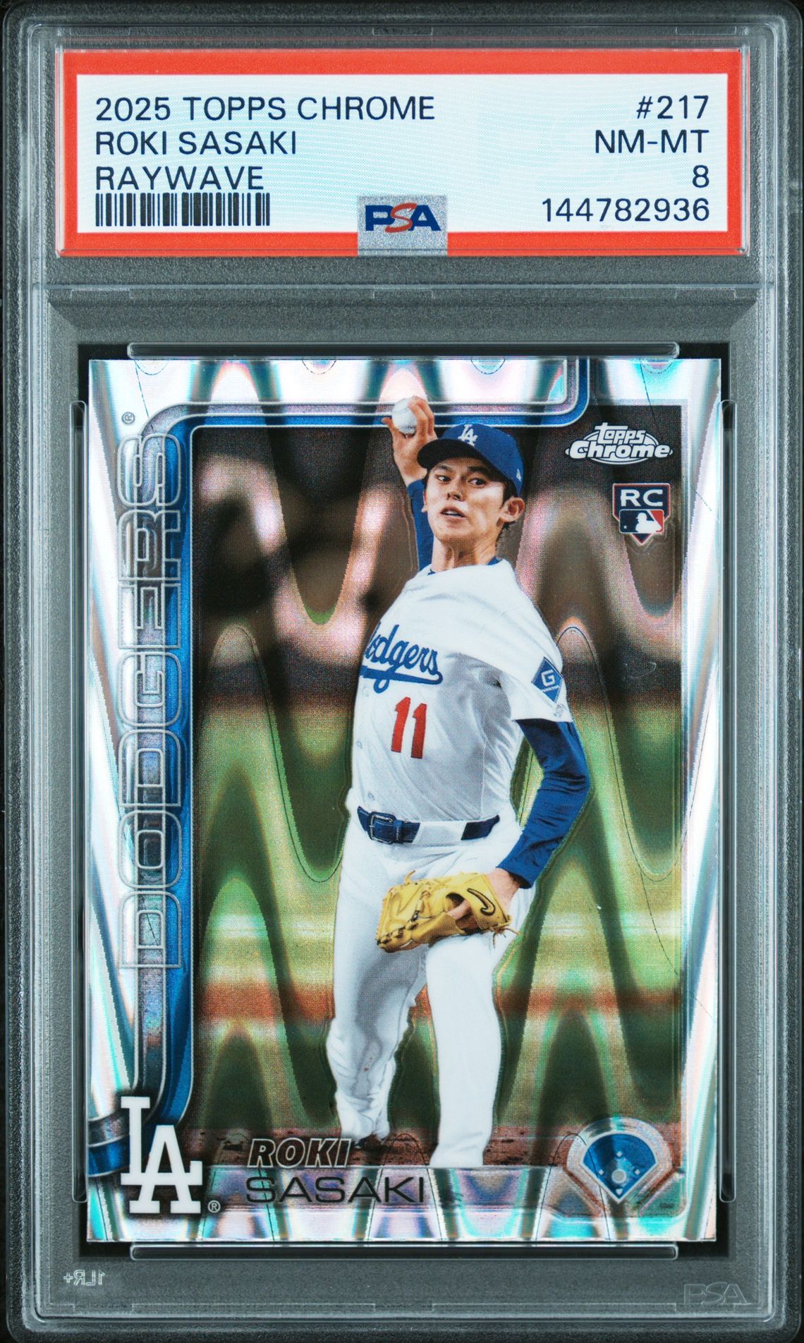 2025 Topps Chrome Roki Sasaki #217 (Raywave) Nm-Mt 8 front