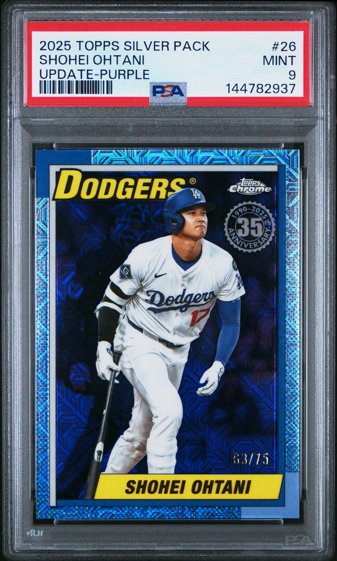 2025 Topps Update Silver Pack 1990 Chrome Promo Shohei Ohtani #26 (Update-Purple) Mint 9 front