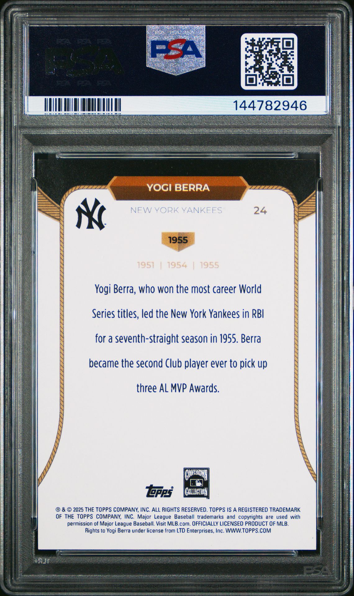 2025 Topps Welcome To The Club 3X Mvp Yogi Berra #24 (Gold Stardust Foil) Nm-Mt 8 back