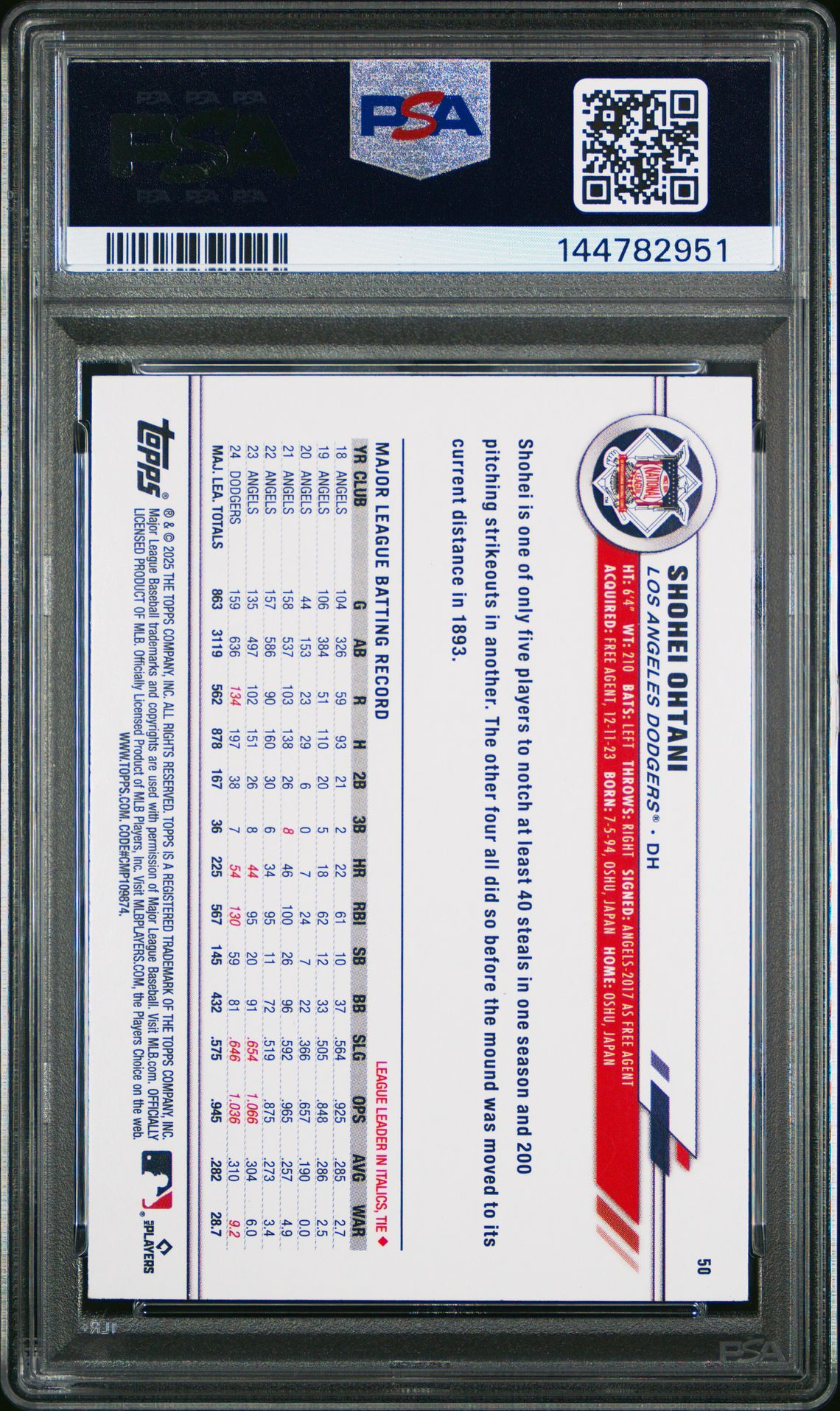 2025 Topps All-Star Game Shohei Ohtani #50 Nm 7 back