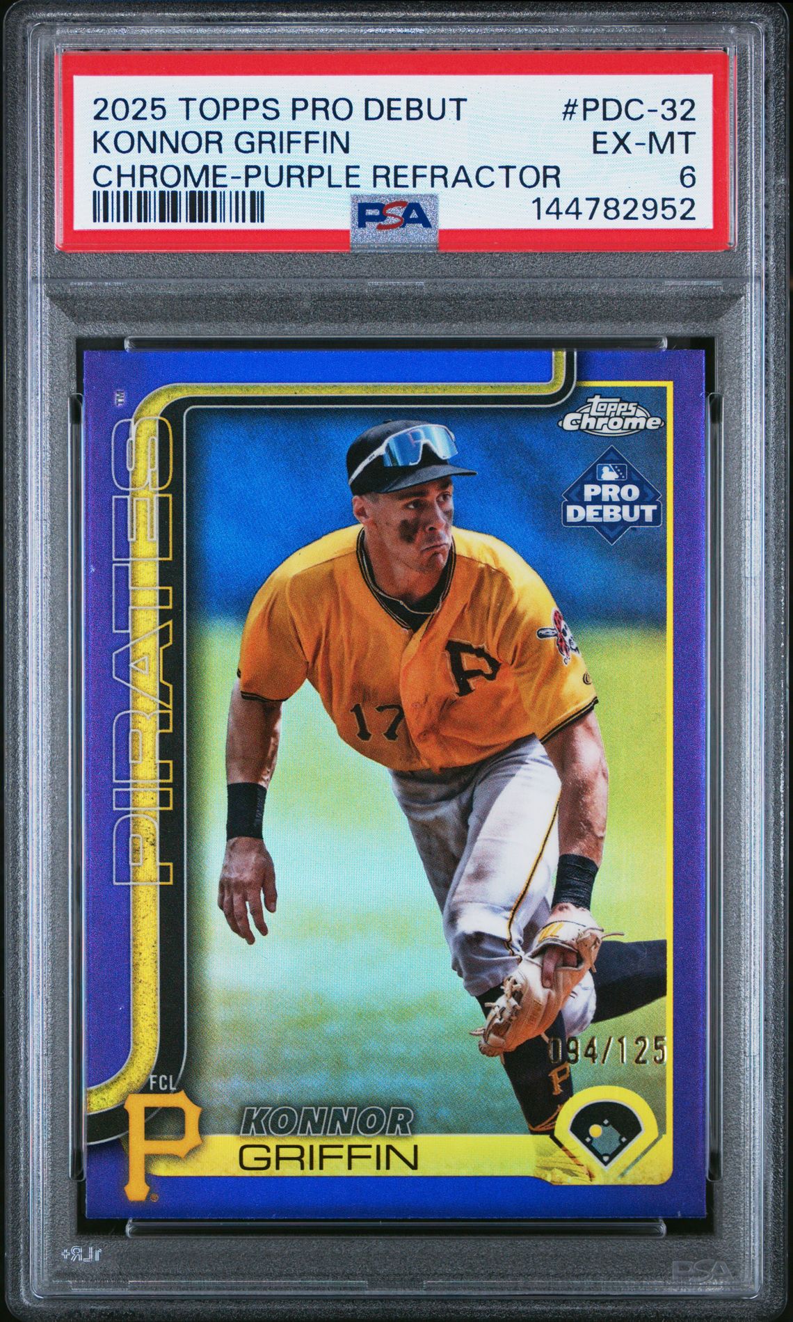 2025 Topps Pro Debut Konnor Griffin #32 (Chrome-Purple Refractor) Ex-Mt 6 front