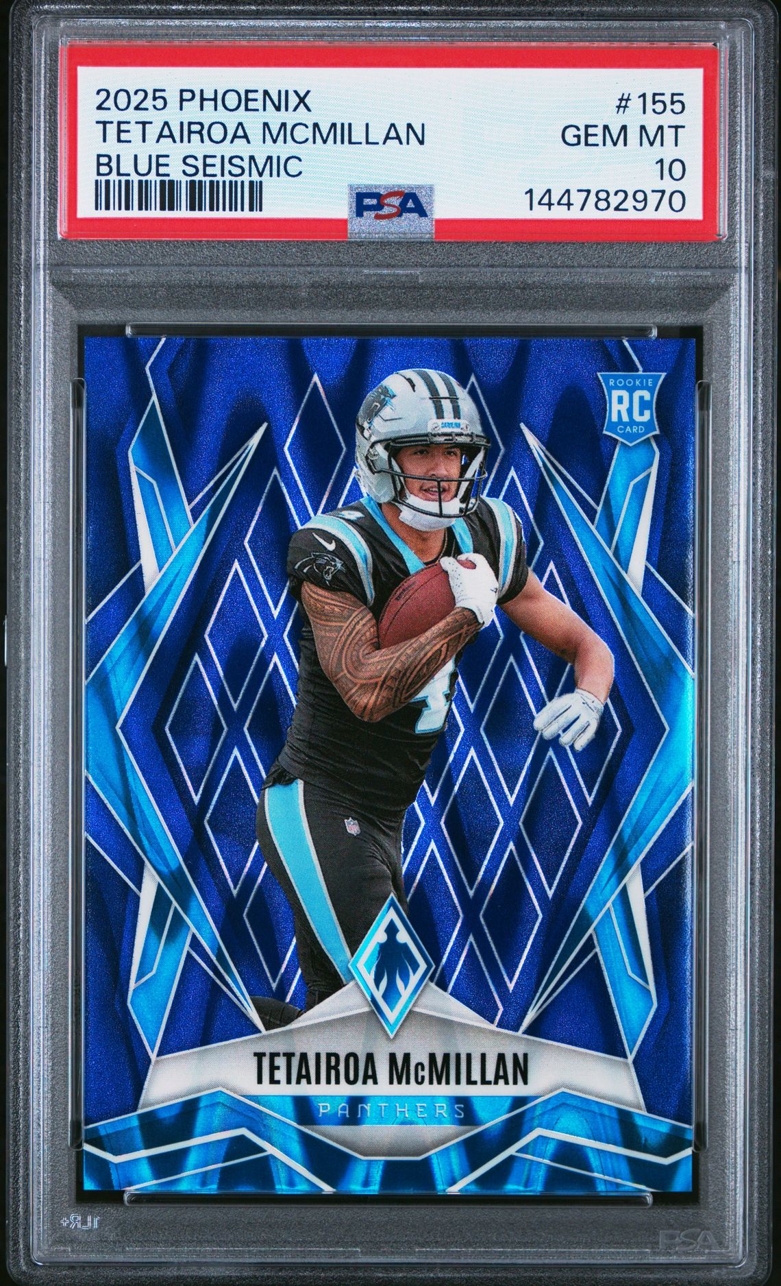 2025 Panini Phoenix Tetairoa Mcmillan #155 (Blue Seismic) Gem Mt 10 front