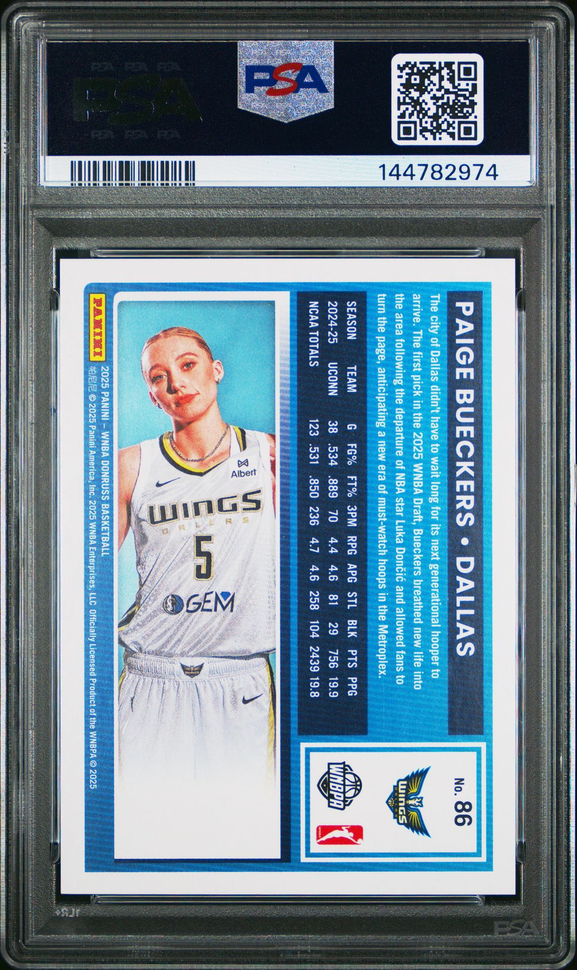 2025 Panini Donruss Wnba Paige Bueckers #86 (Orange Laser) Mint 9 back