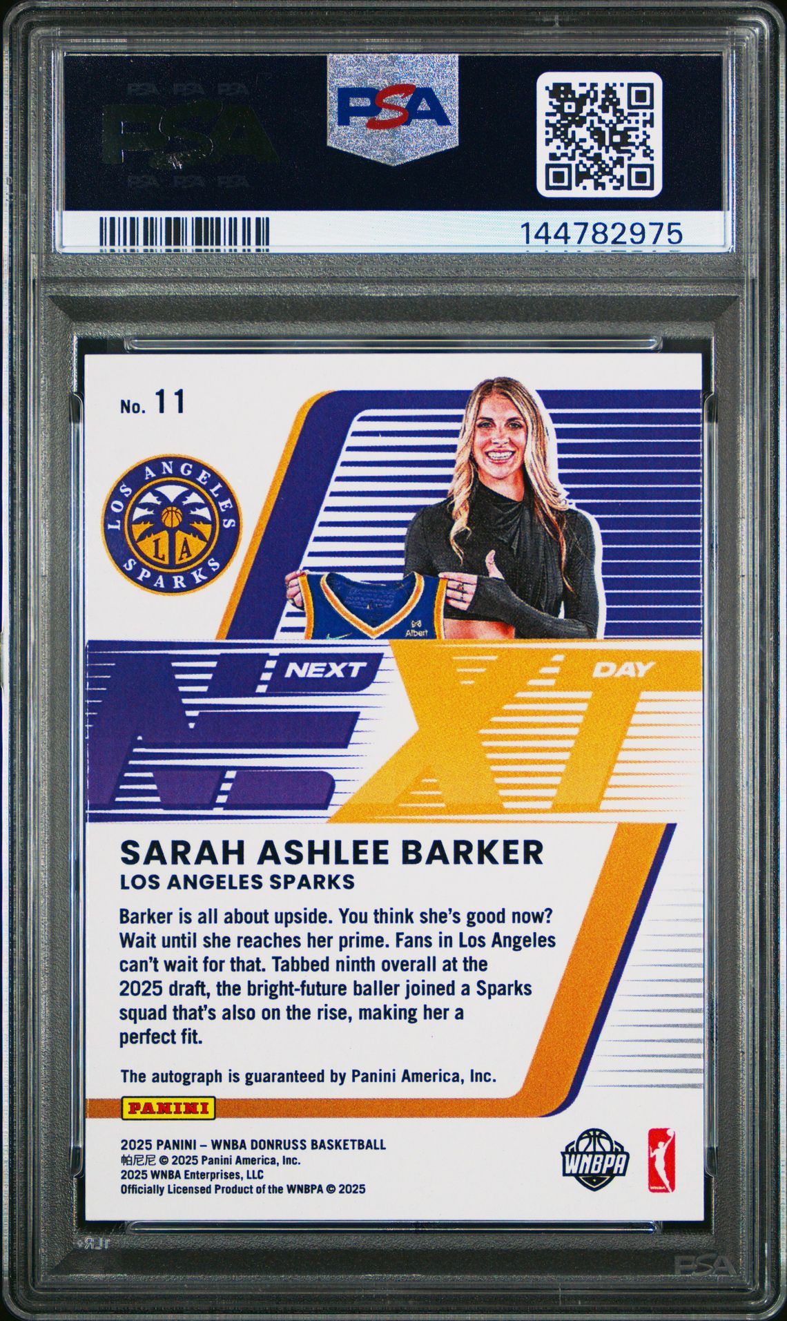 2025 Panini Donruss Wnba Next Day Autographs Sarah Ashlee Barker #11 Mint 9 back