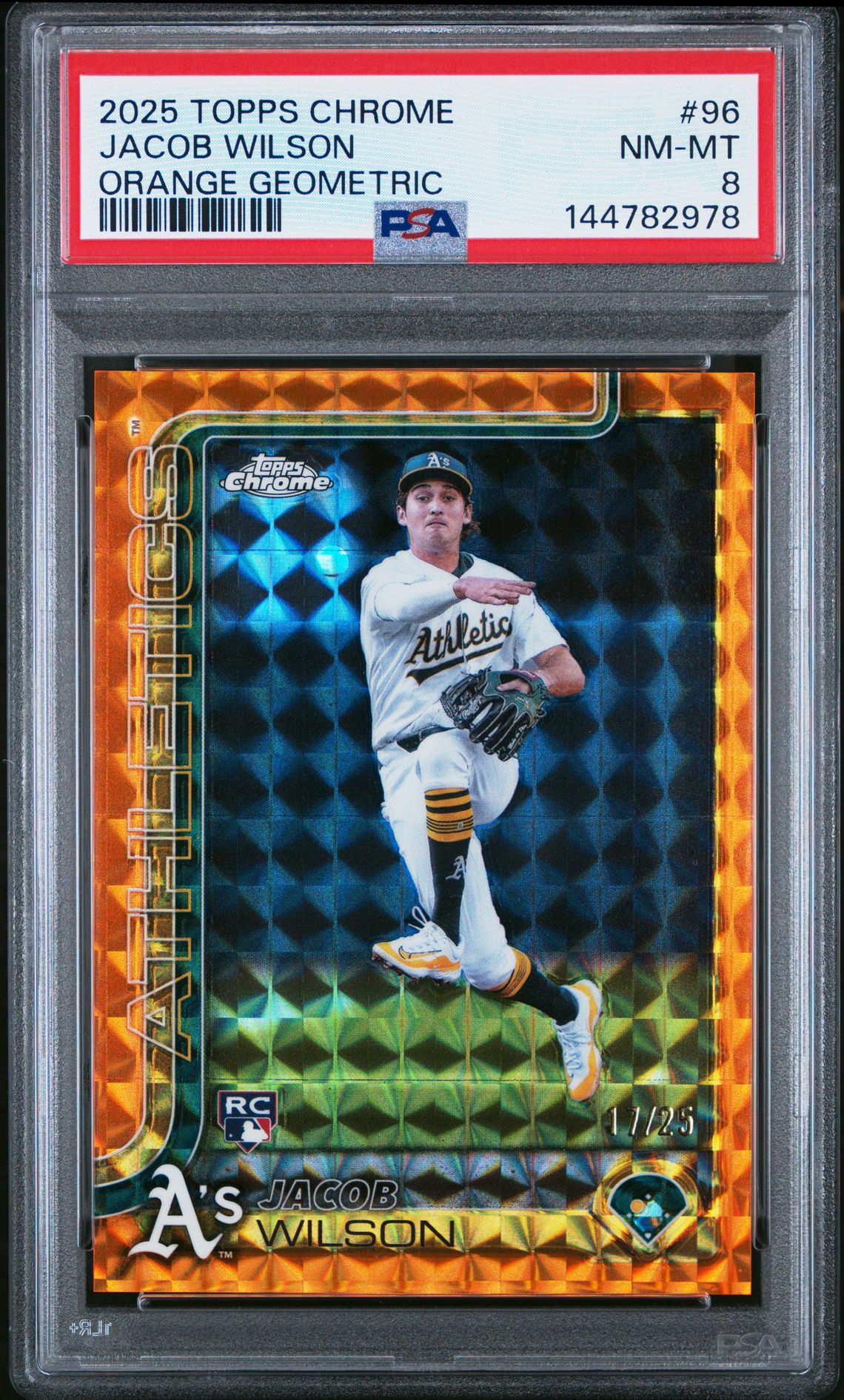 2025 Topps Chrome Jacob Wilson #96 (Orange Geometric) Nm-Mt 8 front