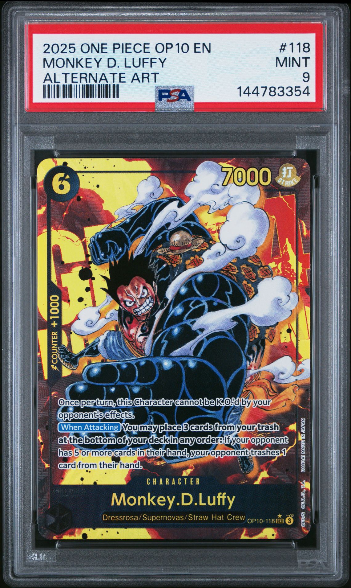 2025 One Piece Op10-Royal Blood Monkey D. Luffy #118 (Alternate Art) Mint 9 front
