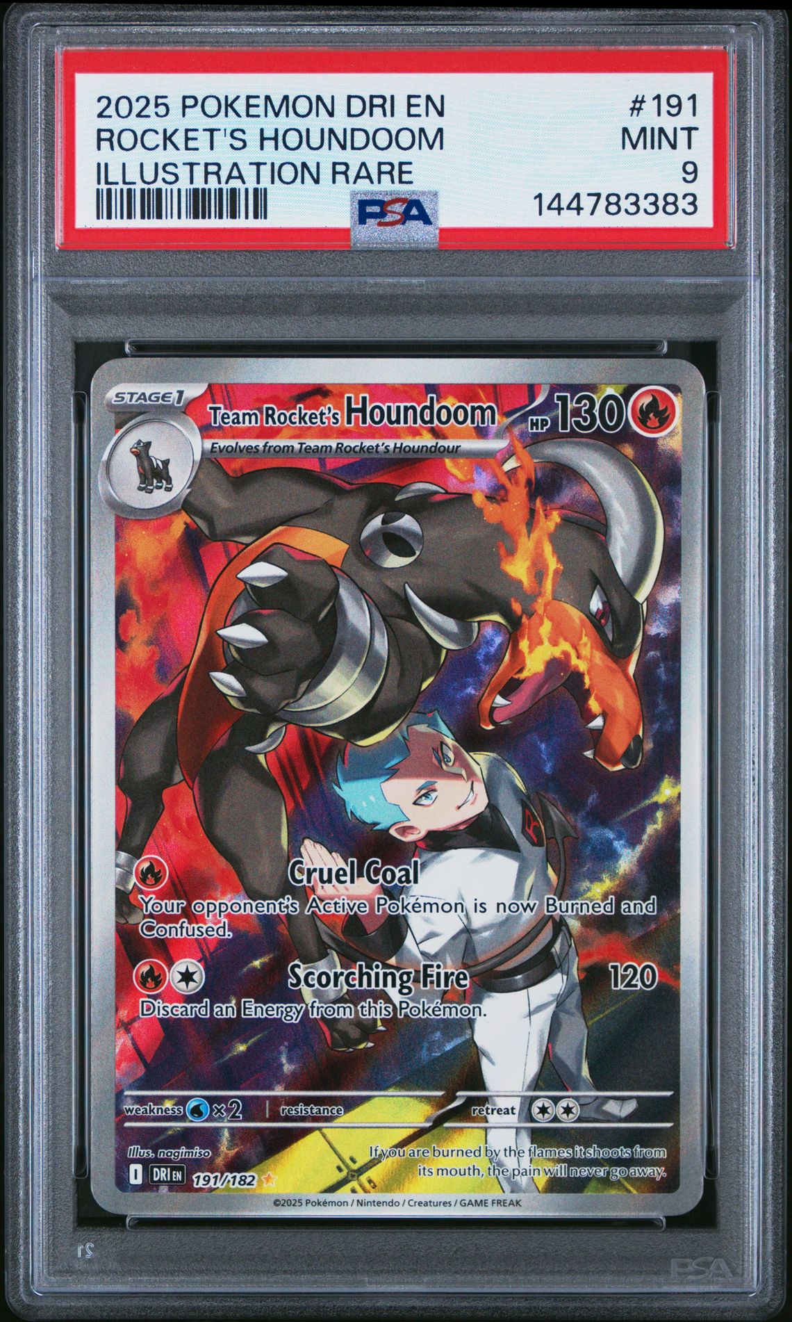 2025 Pokemon Dri En-Destined Rivals Rocket's Houndoom #191 (Illustration Rare) Mint 9 front