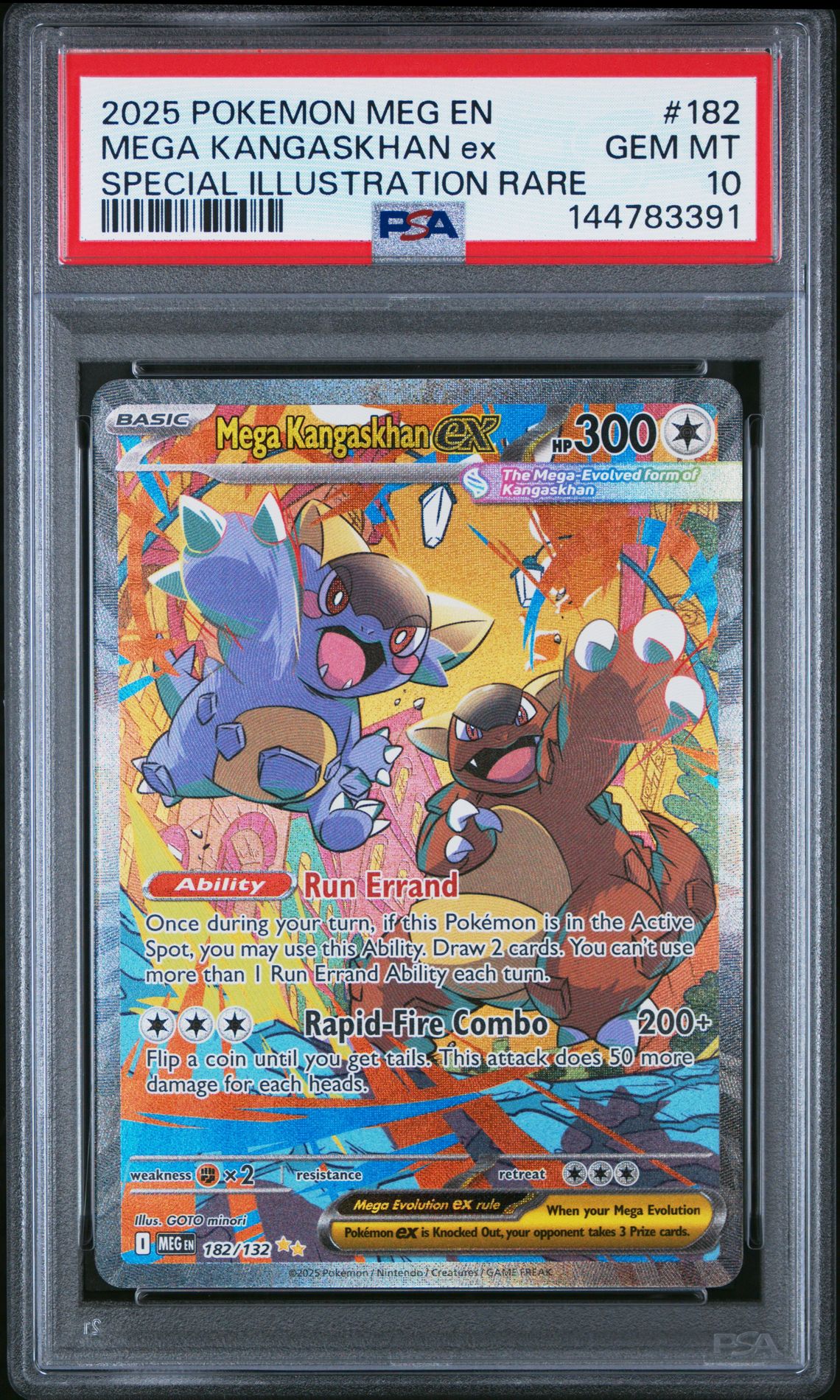 2025 Pokemon Meg En-Mega Evolution Mega Kangaskhan Ex #182 (Special Illustration Rare) Gem Mt 10 front