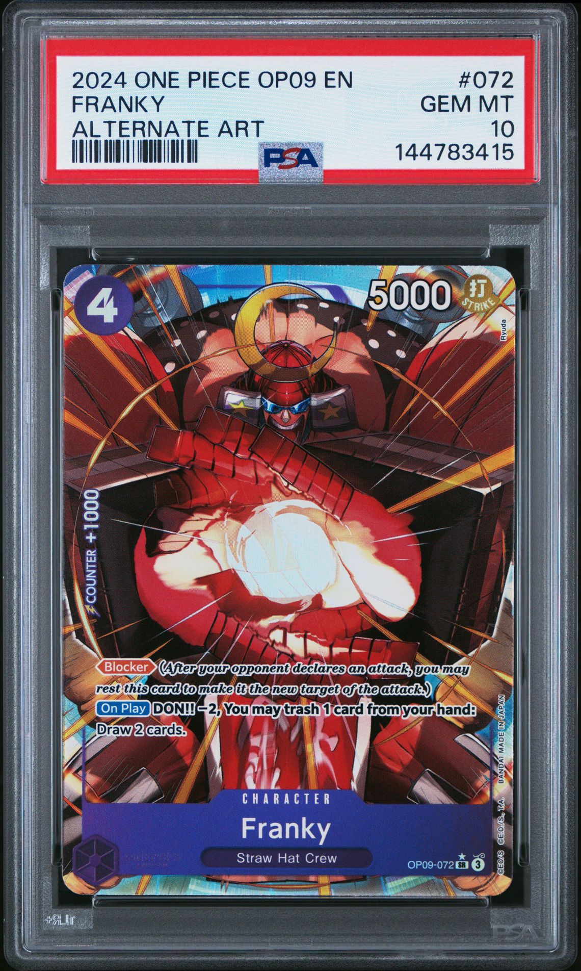 2024 One Piece Op09-Emperors In The New World Franky #072 (Alternate Art) Gem Mt 10 front