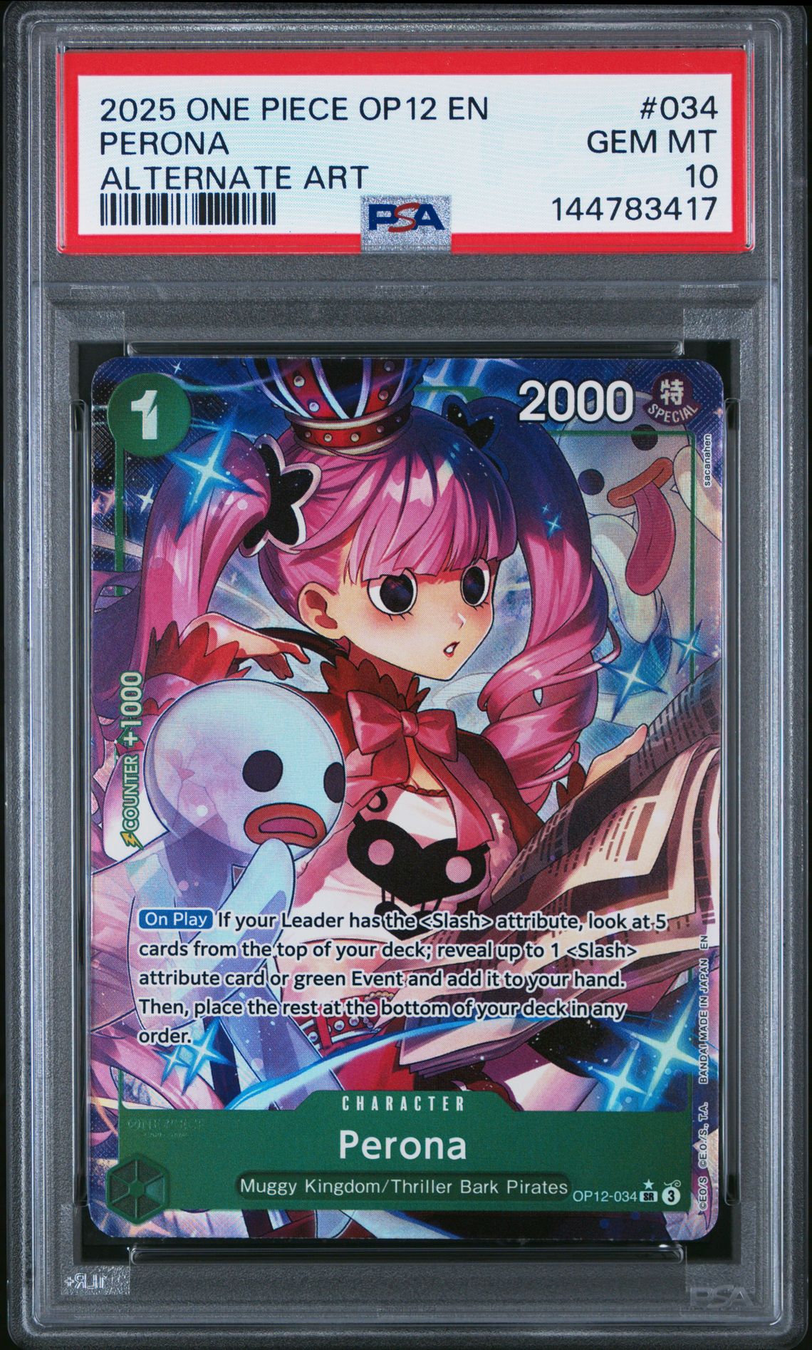 2025 One Piece Op12-Legacy Of The Master Perona #034 (Alternate Art) Gem Mt 10 front