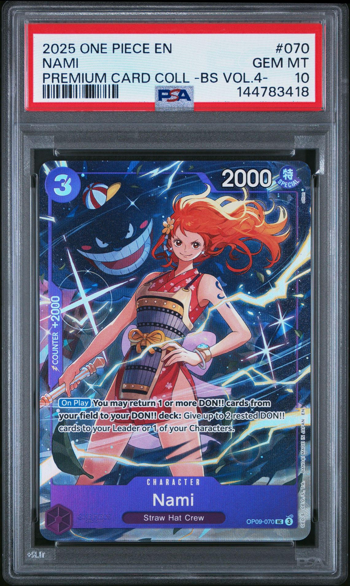 2025 One Piece Premium Card Collection -Best Selection Vol.4 - Nami #070 Gem Mt 10 front